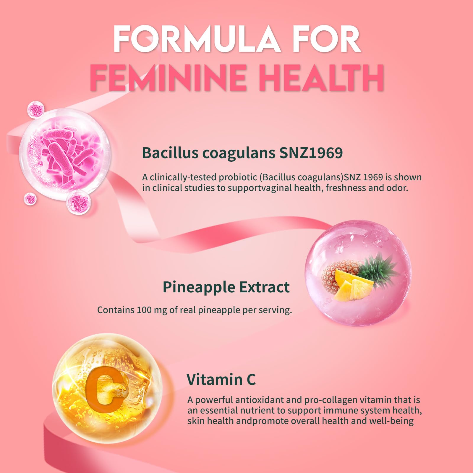 Airboy Feminine Balance Gummies – Pineapple Probiotic for Women | Vaginal Flora & Immune Support – 60 Gummies