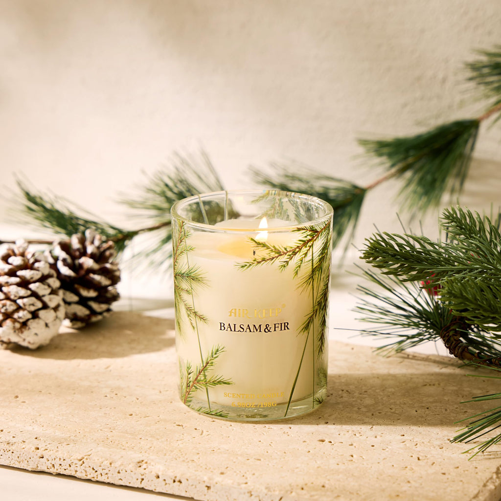 Airkeep Balsam & Fir Scented Candle – 6.98 oz Jar, 44h Burn Time | Holiday Gift, Fall Fragrance