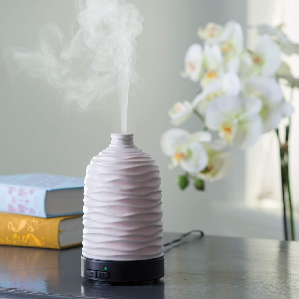 Airome Harmony Medium Porcelain Essential Oil Diffuser | 100 mL Ultrasonic Diffuser, 8 Color LED Lights, Auto Shut-Off