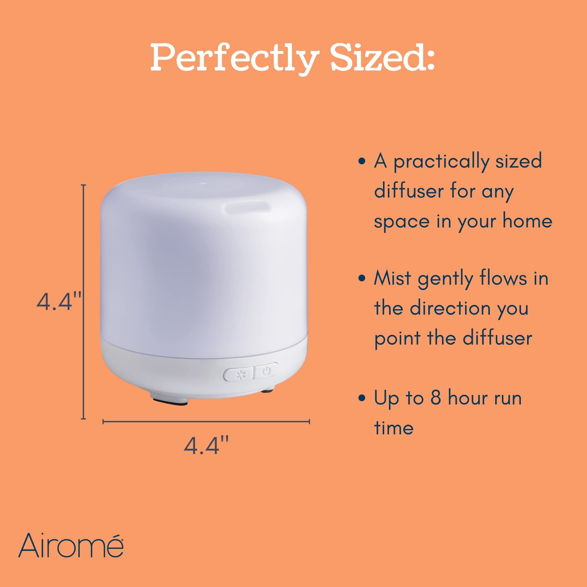 Airomé Simple 120 mL BPA-Free Diffuser with Directional Mist & LED Light