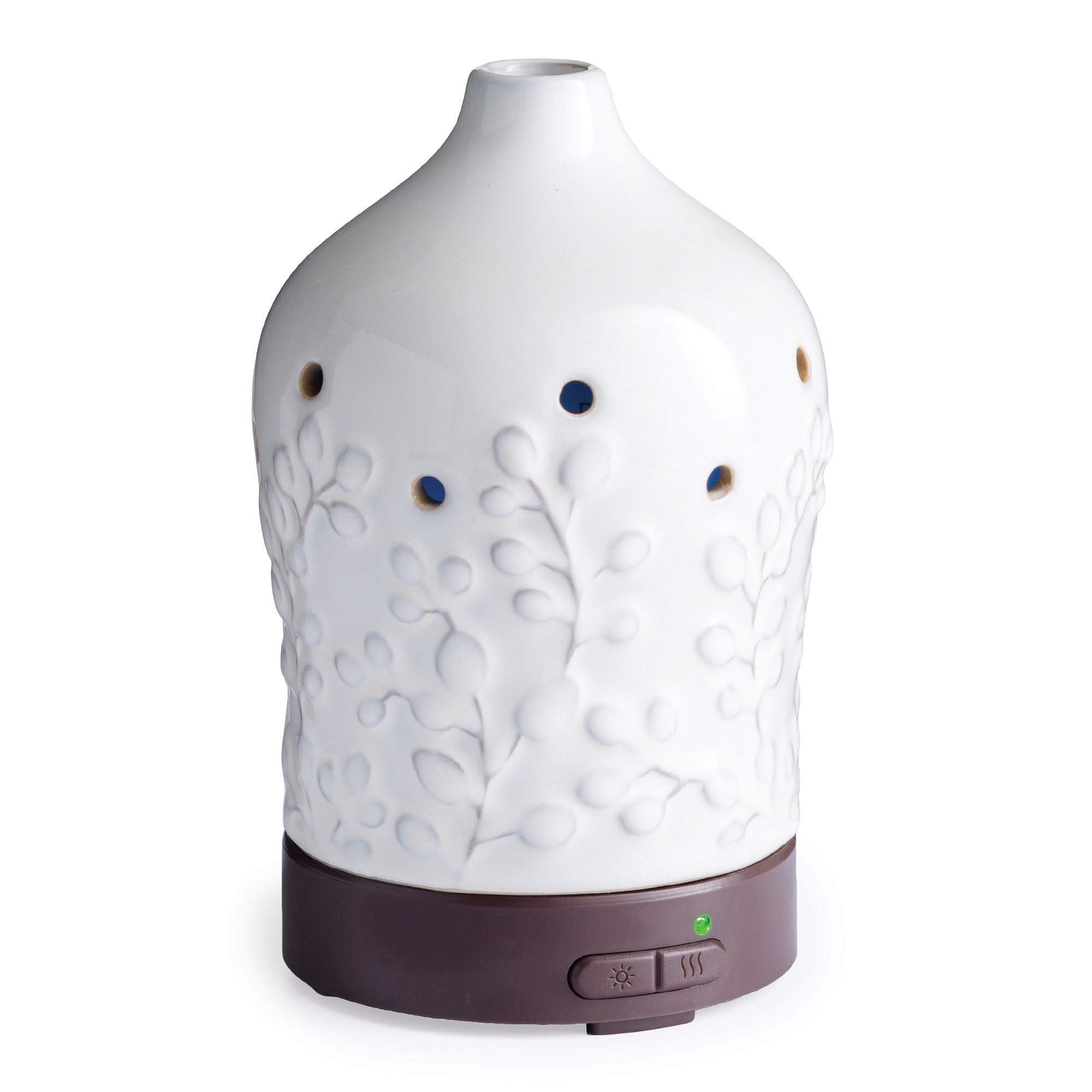 Airome Willow Medium Ceramic Essential Oil Diffuser - 100 mL Ultrasonic, 8 LED Lights, Auto Shut-Off