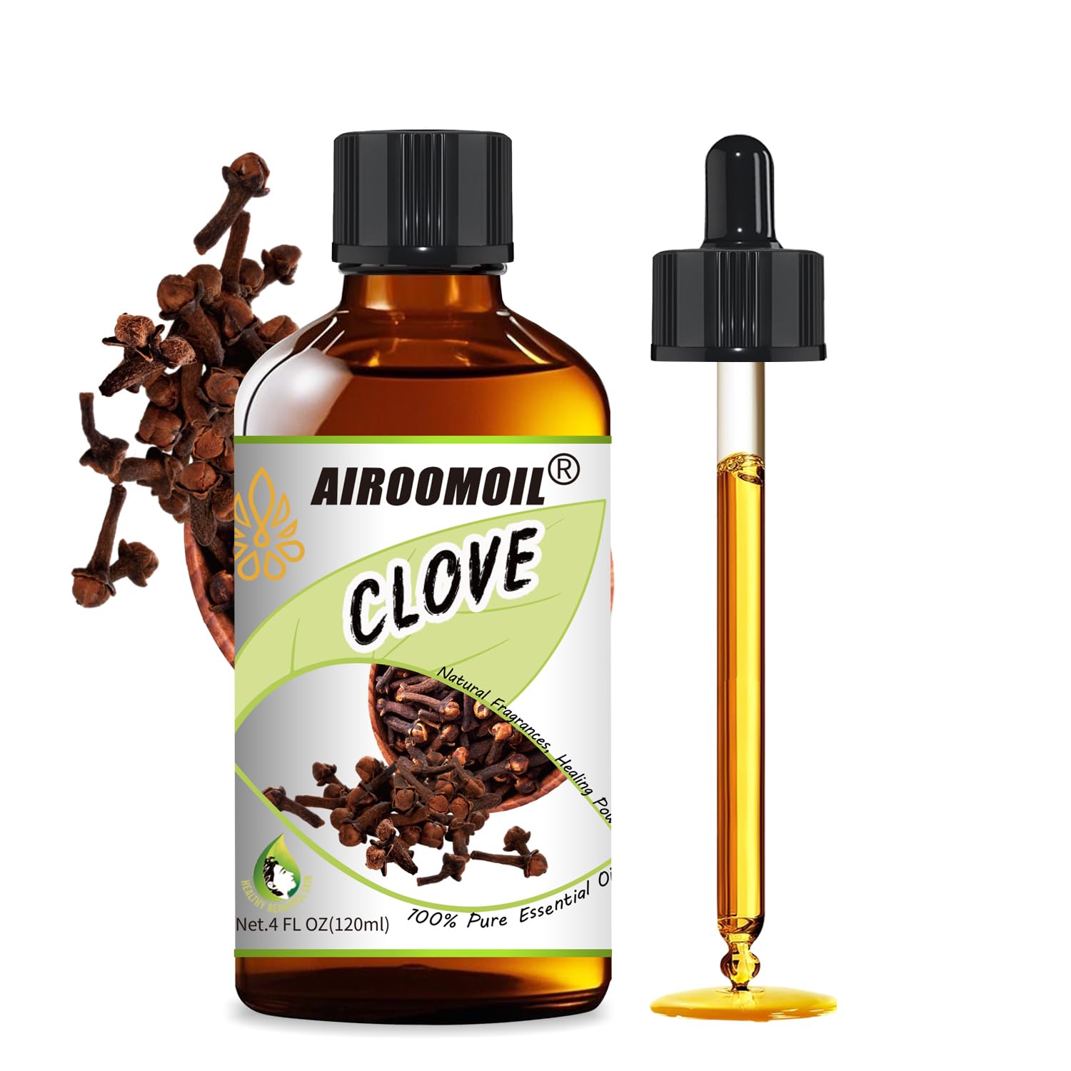 Airoomoil Pure Clove Essential Oil - 100% Natural, Premium Grade (4 Fl Oz / 120 ml)