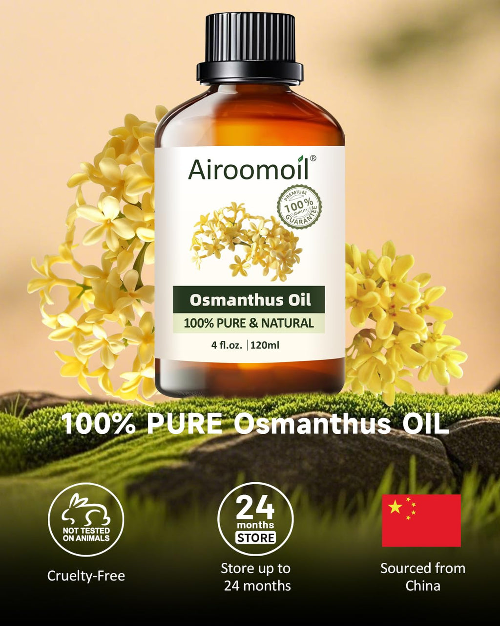 Airoomoil Osmanthus Essential Oil – 100% Natural, Premium Grade, 4 oz (120 ml)
