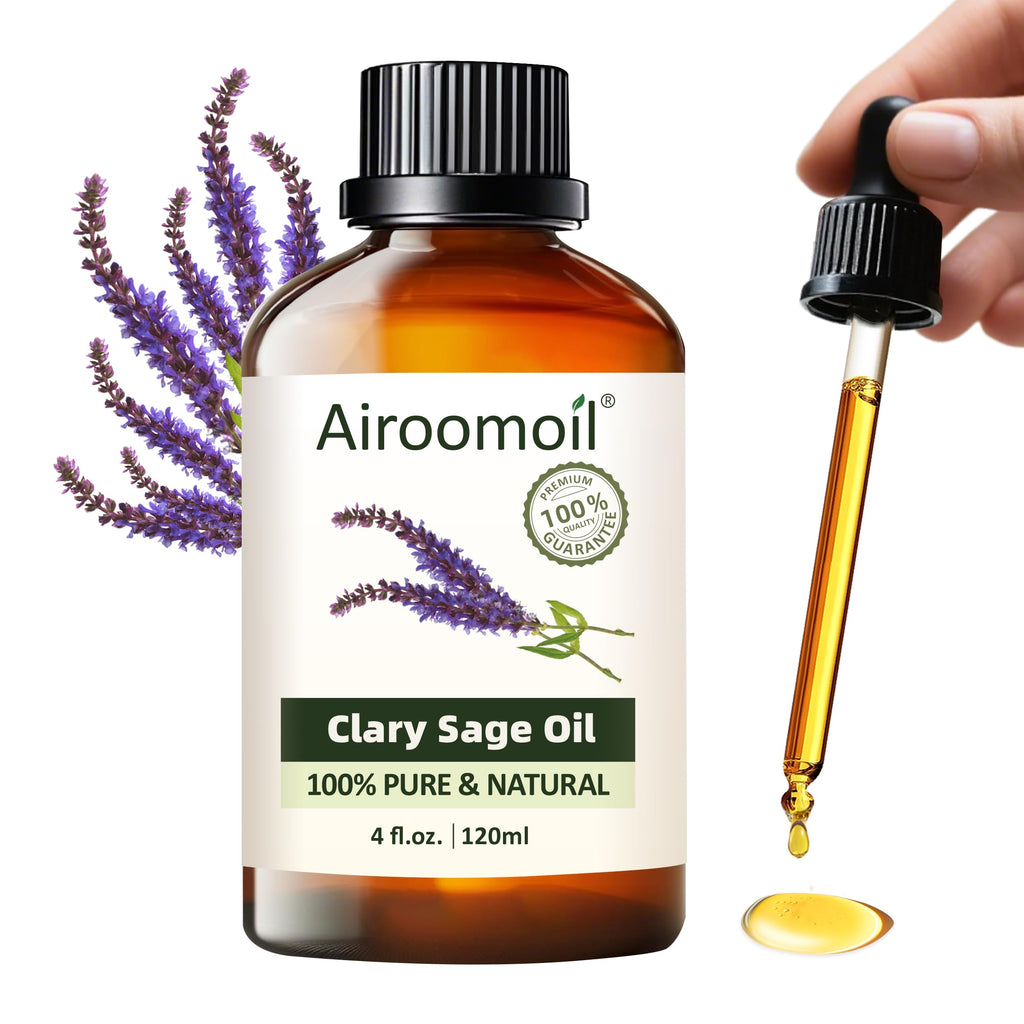 Airoomoil Pure Clary Sage Essential Oil – 4 oz (120 ml), 100% Natural, Premium Grade