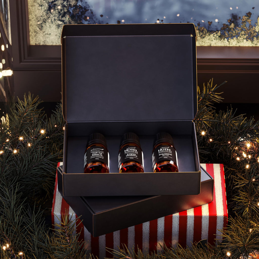 AirScent Christmas Tree Diffuser Oil 3 Pack Gift Set - 10 mL Each | Evergreen Wonderland, Balsam Fir & Snow Spruce