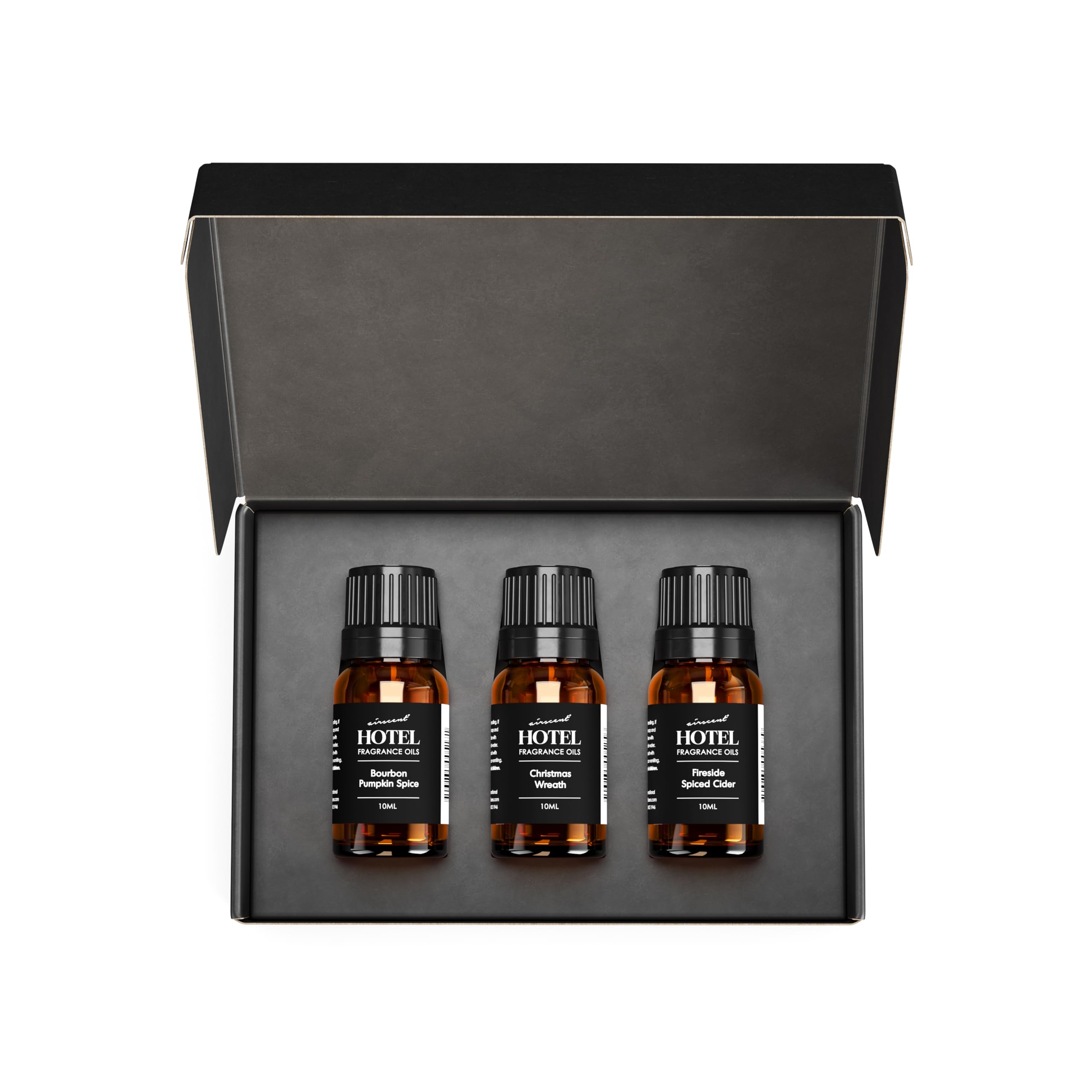 AirScent Holiday Diffuser Oil Gift Set - 3x10 mL (Bourbon Pumpkin Spice, Christmas Wreath, Fireside Spiced Cider)