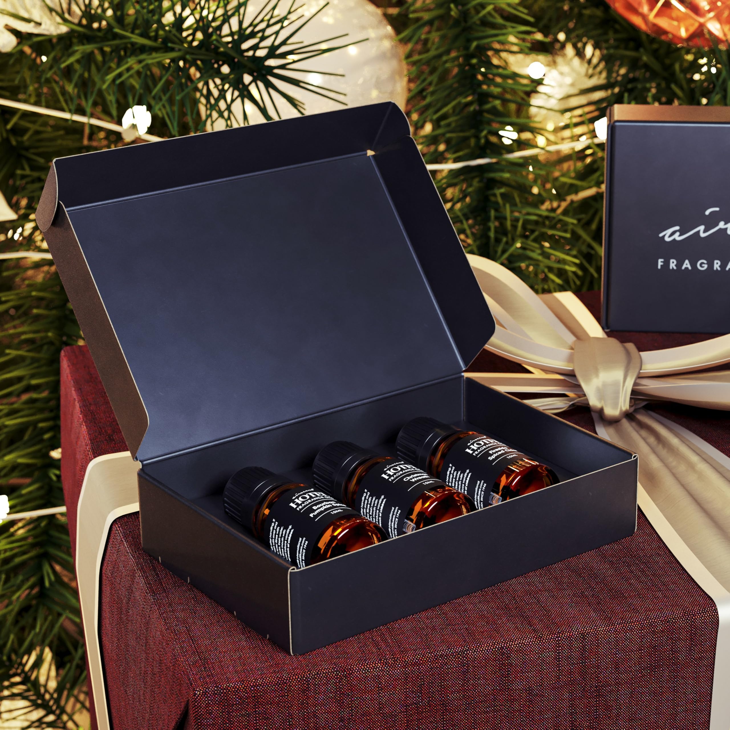 AirScent Holiday Diffuser Oil Gift Set - 3x10 mL (Bourbon Pumpkin Spice, Christmas Wreath, Fireside Spiced Cider)