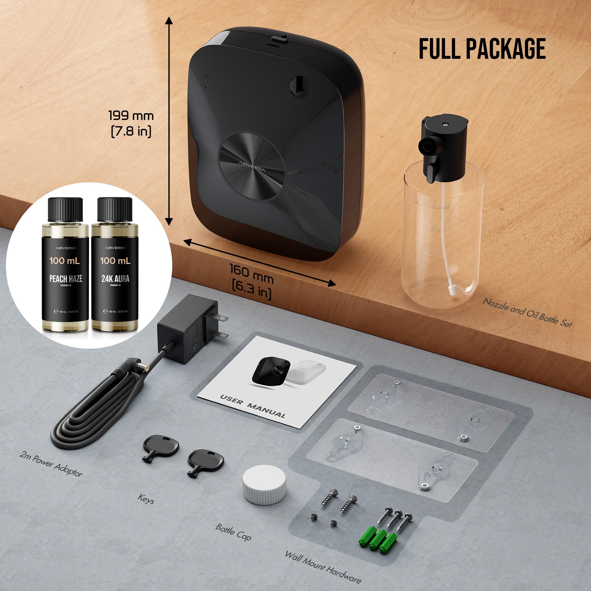 Airversa Waterless Essential Oil Diffuser 400mL – Large Rooms up to 2000 sq ft (ANA Black Kit)