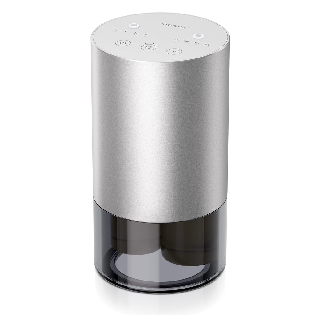 Airversa Dual-Nozzle Waterless Diffuser – 5 Timers, 4 Mist Levels, Car Mode, Silver