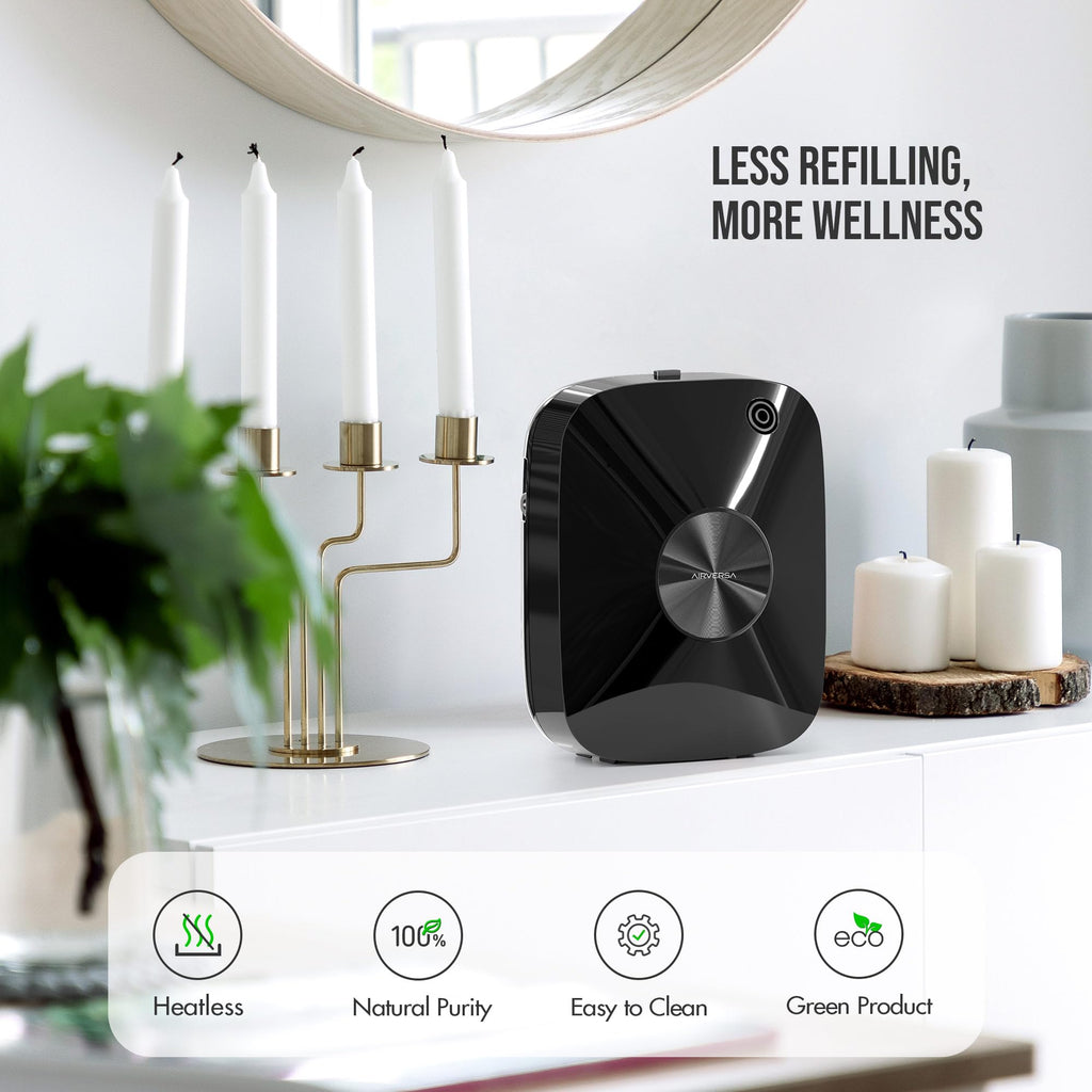 Airversa Waterless Essential Oil Diffuser 400mL – Large Rooms up to 2000 sq ft (ANA Black Kit)