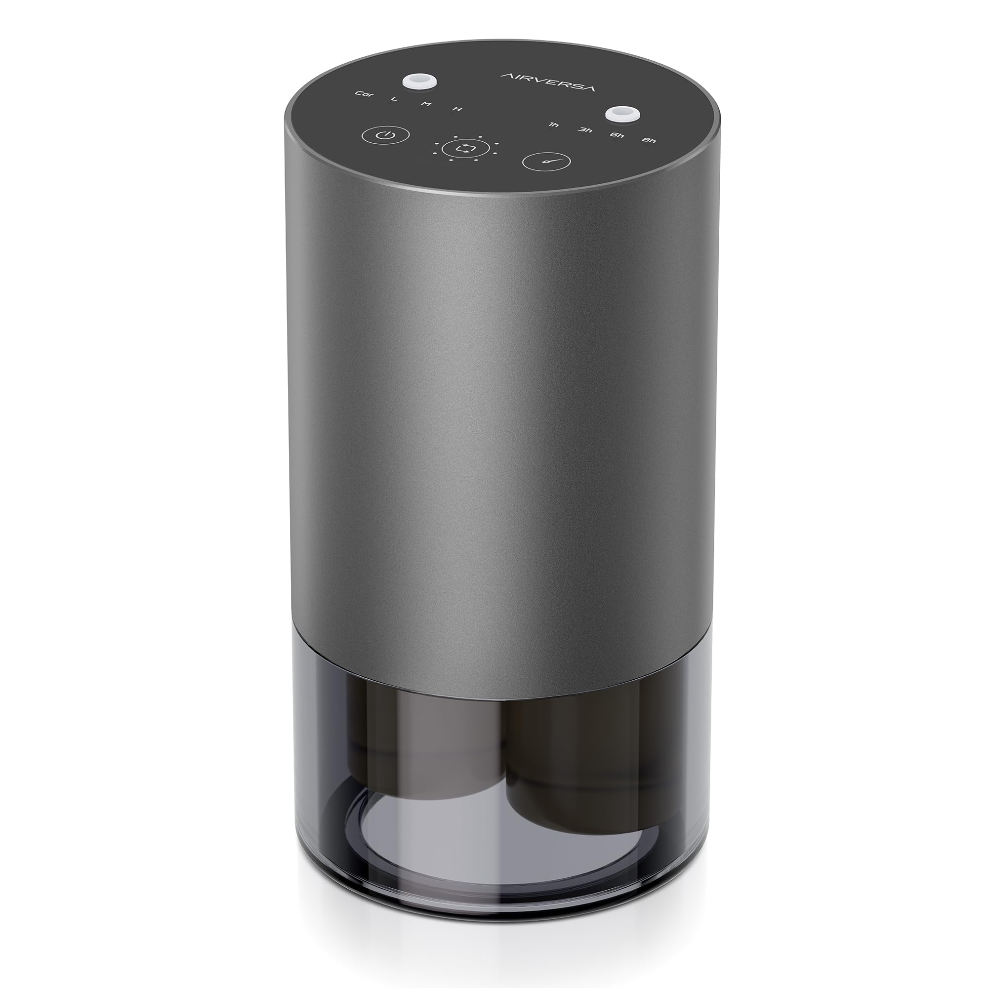 Airversa Waterless Dual-Nozzle Essential Oil Diffuser – 5 Timers, 4 Mist Levels, Car Mode, Iron Grey