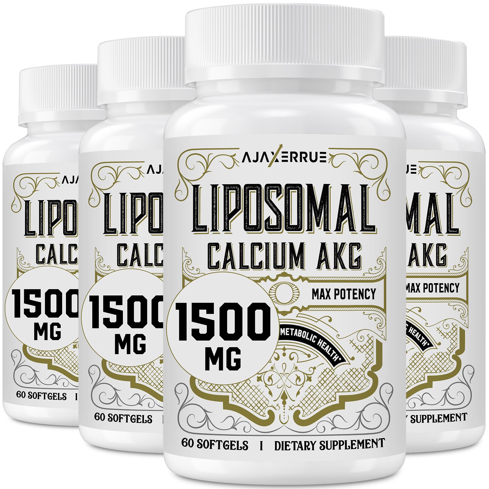 AJAXERRUE Liposomal Calcium AKG 1500 MG – Enhanced Absorption, Longevity & Energy Support, 240 Softgels