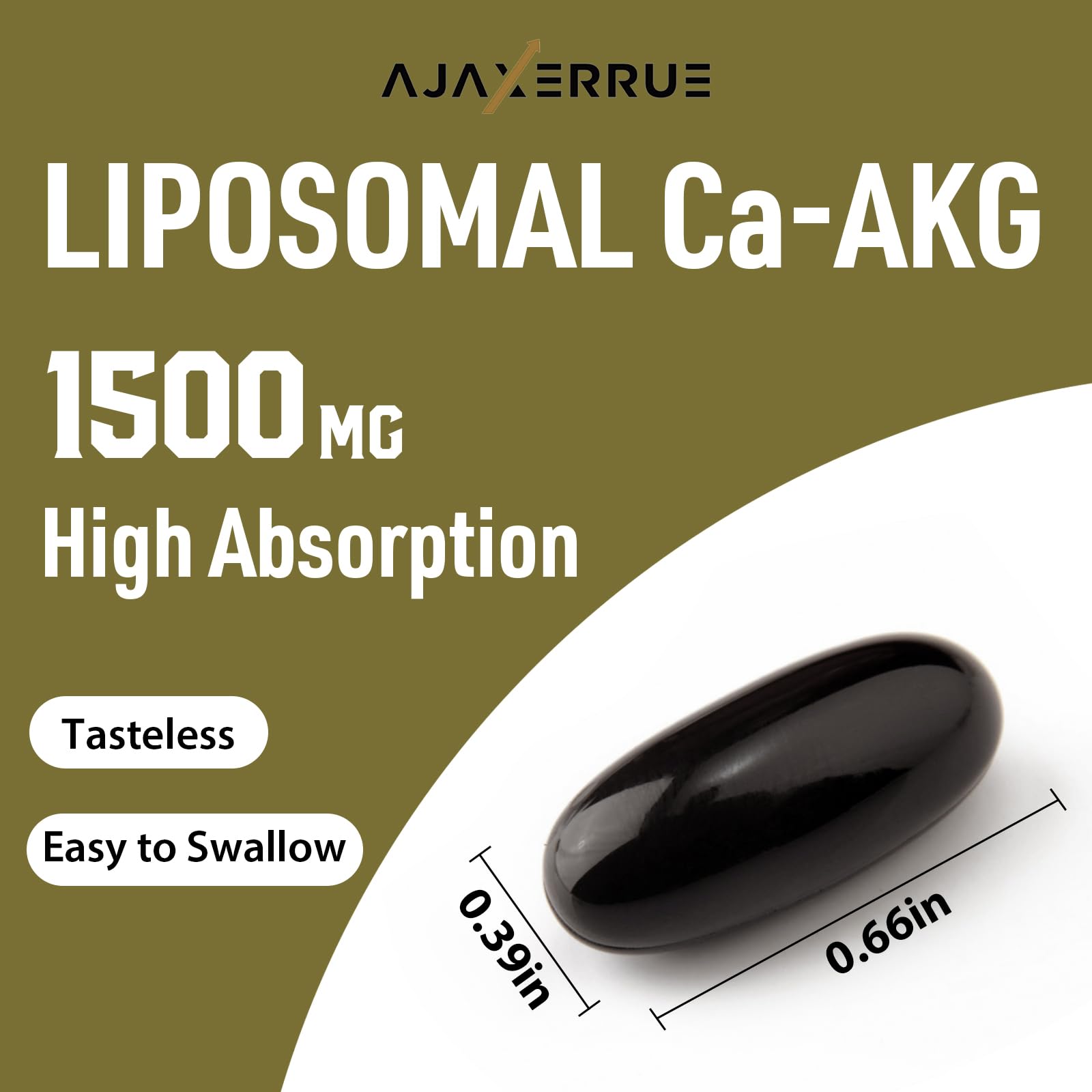 AJAXERRUE Liposomal Calcium AKG 1500 MG – Energy, Longevity & Metabolic Support | 600 Softgels