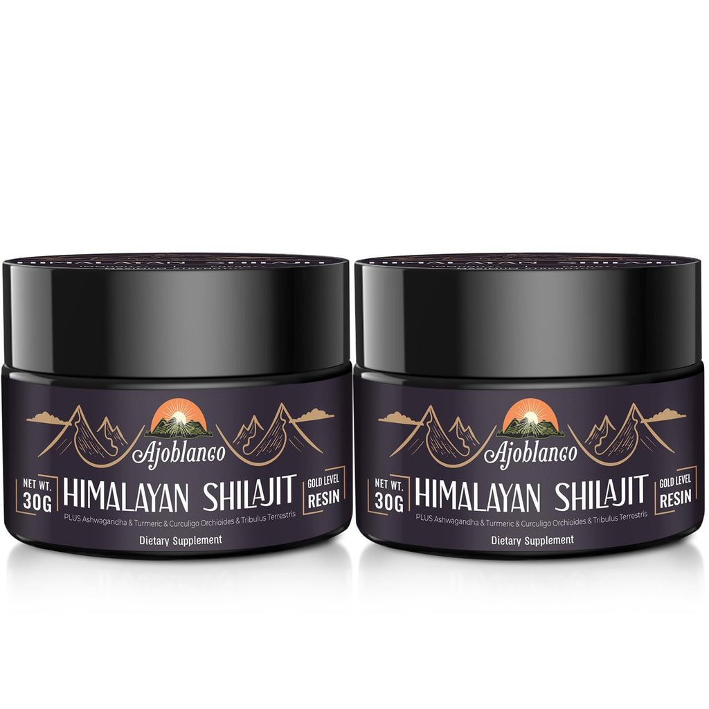 Ajoblanco 600mg Himalayan Shilajit Resin – Organic Ayurvedic Blend, Pack of 2 for Energy & Immunity