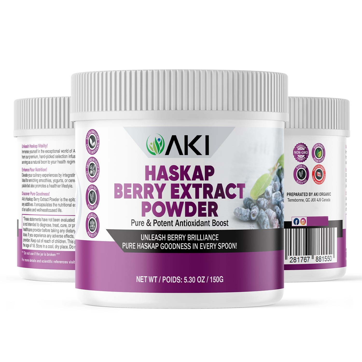 AKI Haskap Berry Extract Powder – Antioxidants, Vitamin C & Polyphenols (5.3oz/150g)