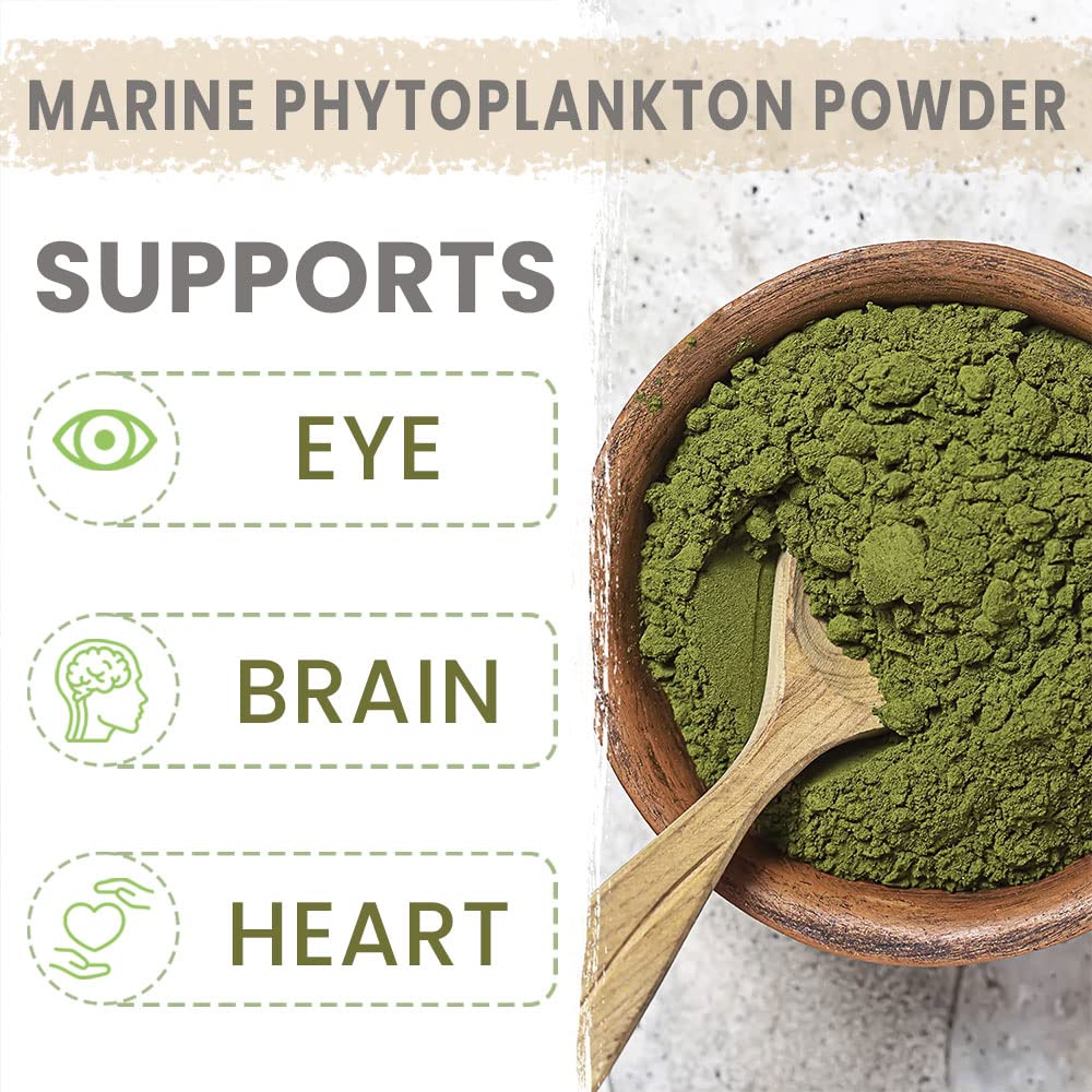 AKI Marine Phytoplankton Powder – Vegan Omega-3 EPA, Plant-Based Protein, 2oz/57g