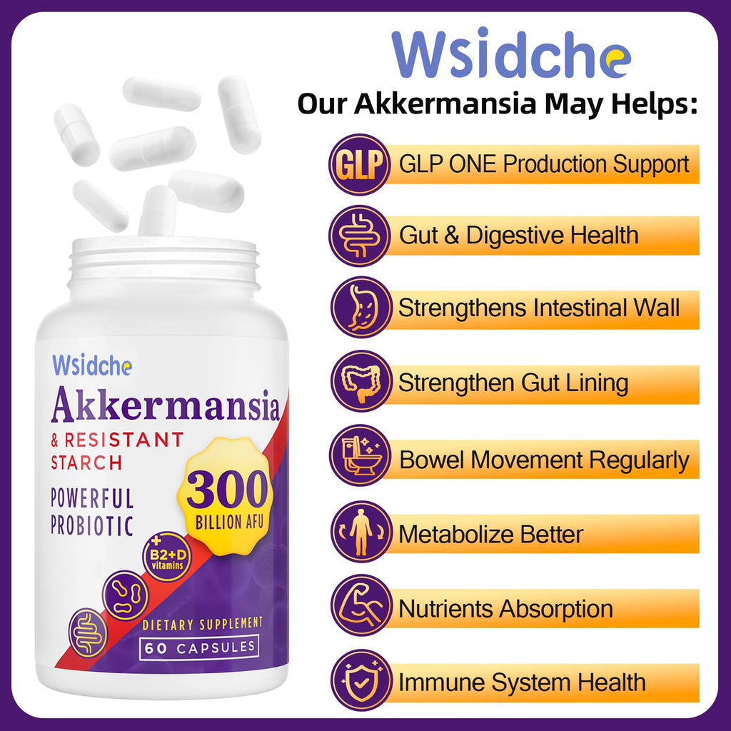 300B AFU Akkermansia Probiotic | GLP ONE Digestive & Immune Support | 60 Caps