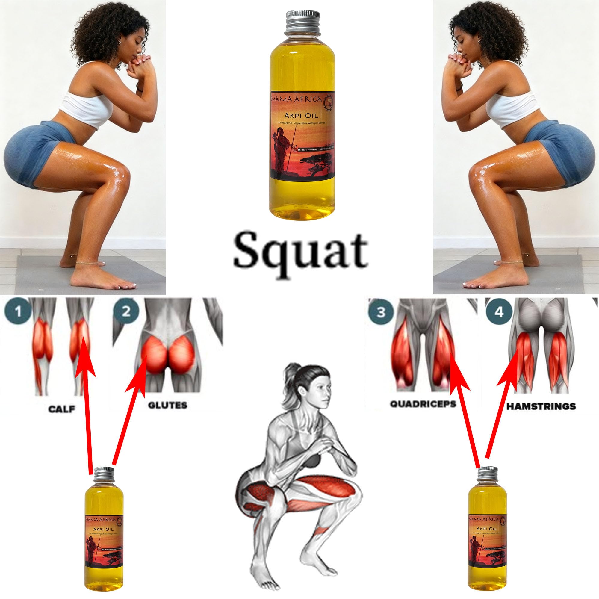 West African Akpi Seeds HIPS Massage Oil for Comfortable Movement