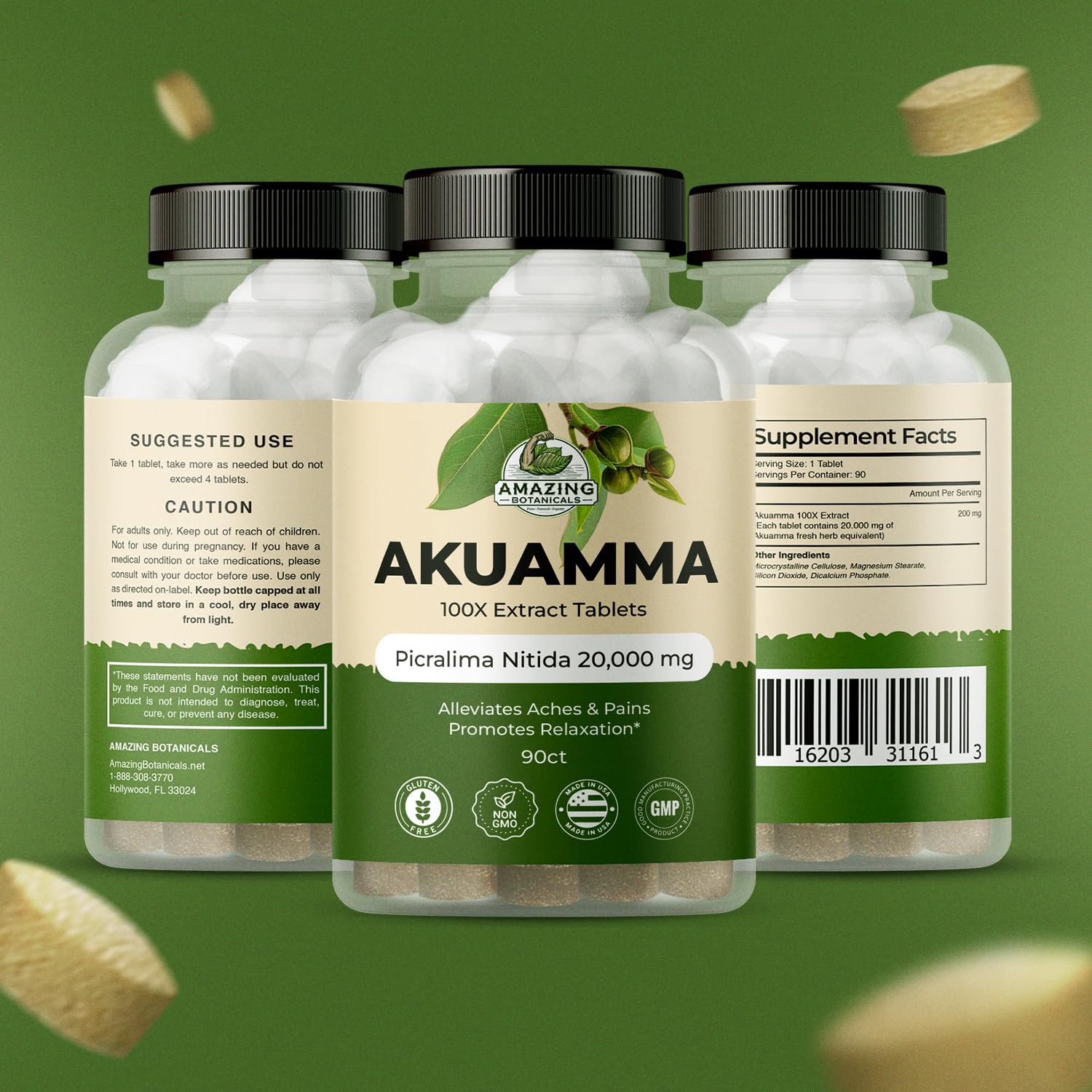 Amazing Botanicals Akuamma Extract Tablets – 200 mg, 90 Count | Focus & Calm