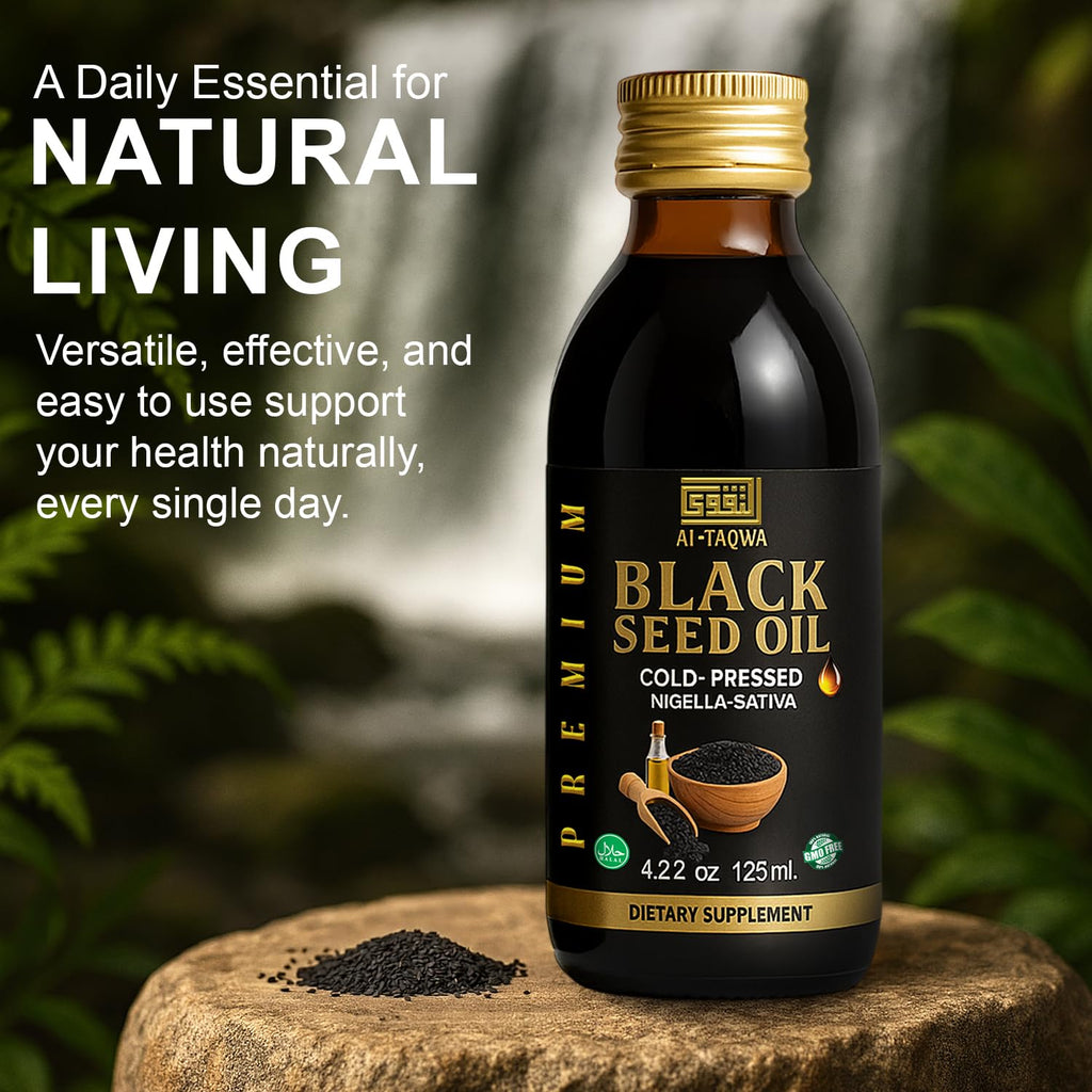 AL-TAQWA Black Seed Oil – Extra Virgin Nigella Sativa (Kalonji) 125ml Amber Bottle