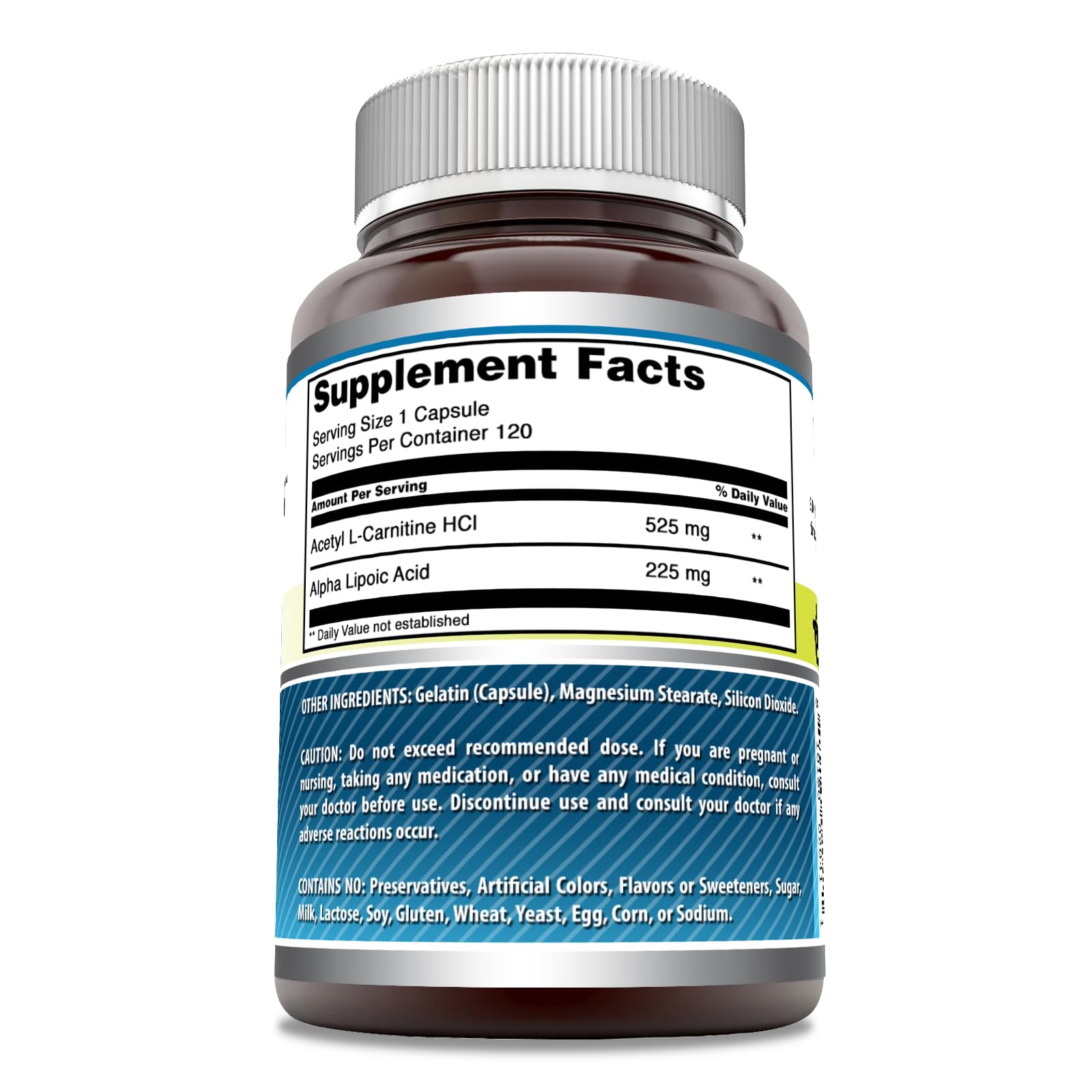 Amazing Formulas ALA/ALC 750 mg Capsules – Non-GMO, Gluten-Free, Made in USA (120 Count)