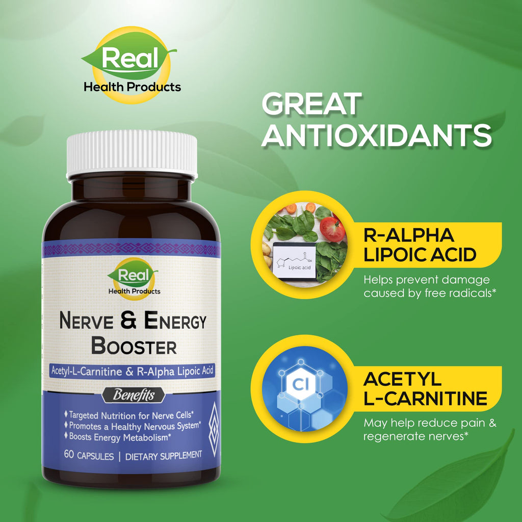 ALA Supplement - R-Alpha Lipoic Acid 300mg & Acetyl L-Carnitine 1000mg – Nerve, Cardiovascular & Cognitive Support (60 Capsules)