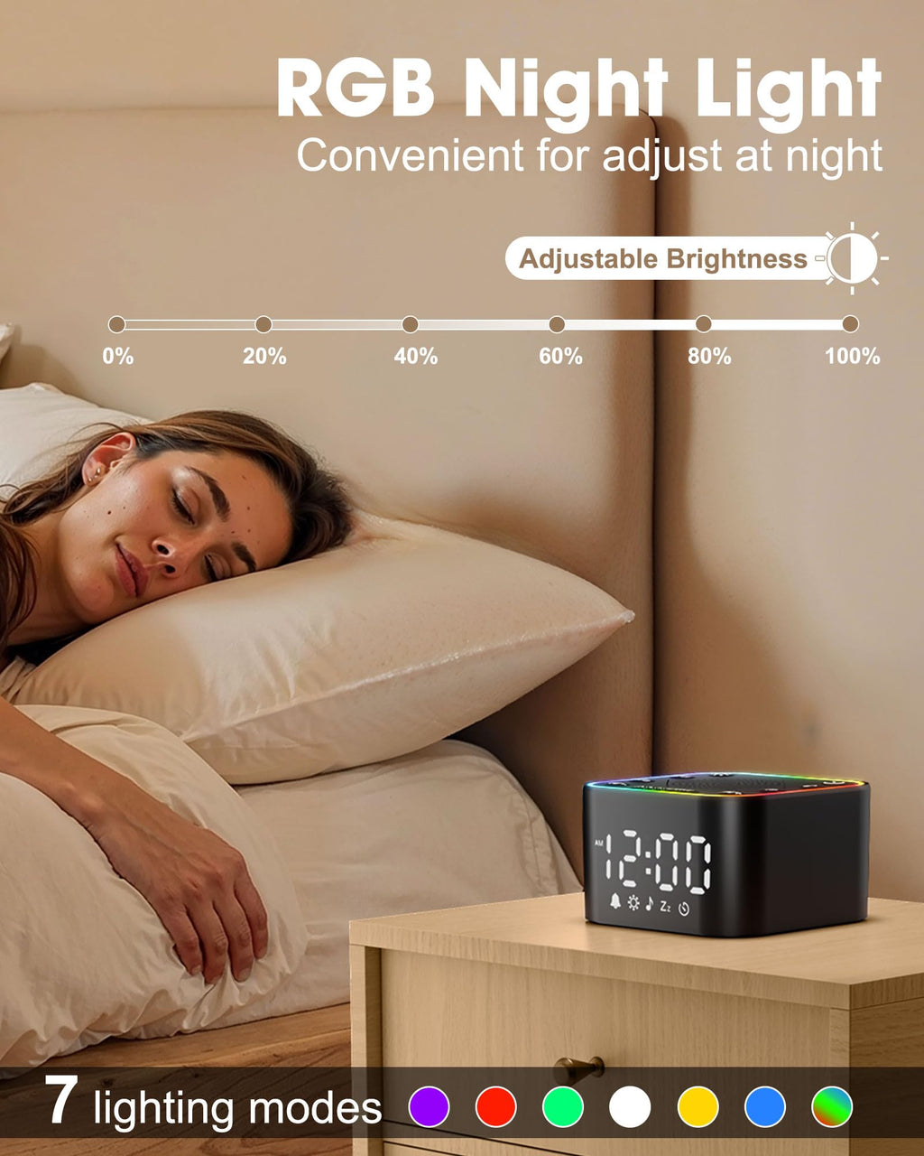 Alampan White Noise Sound Machine with Alarm Clock – 30 Soothing Sounds