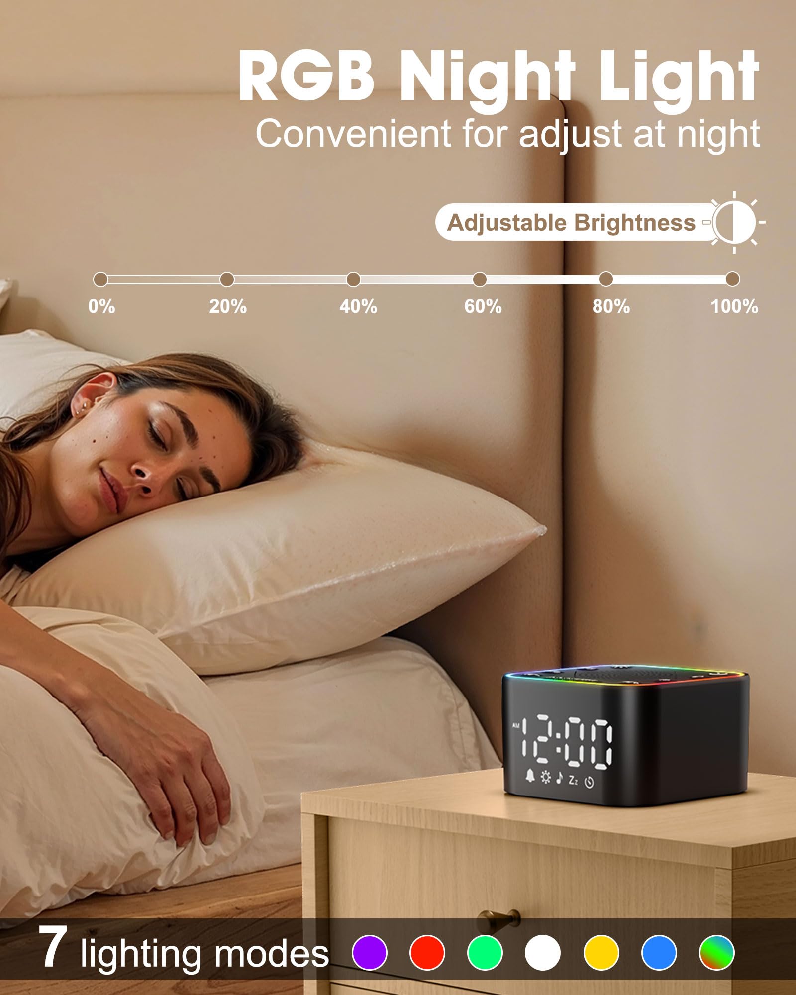 Alampan White Noise Sound Machine with Alarm Clock – 30 Soothing Sounds