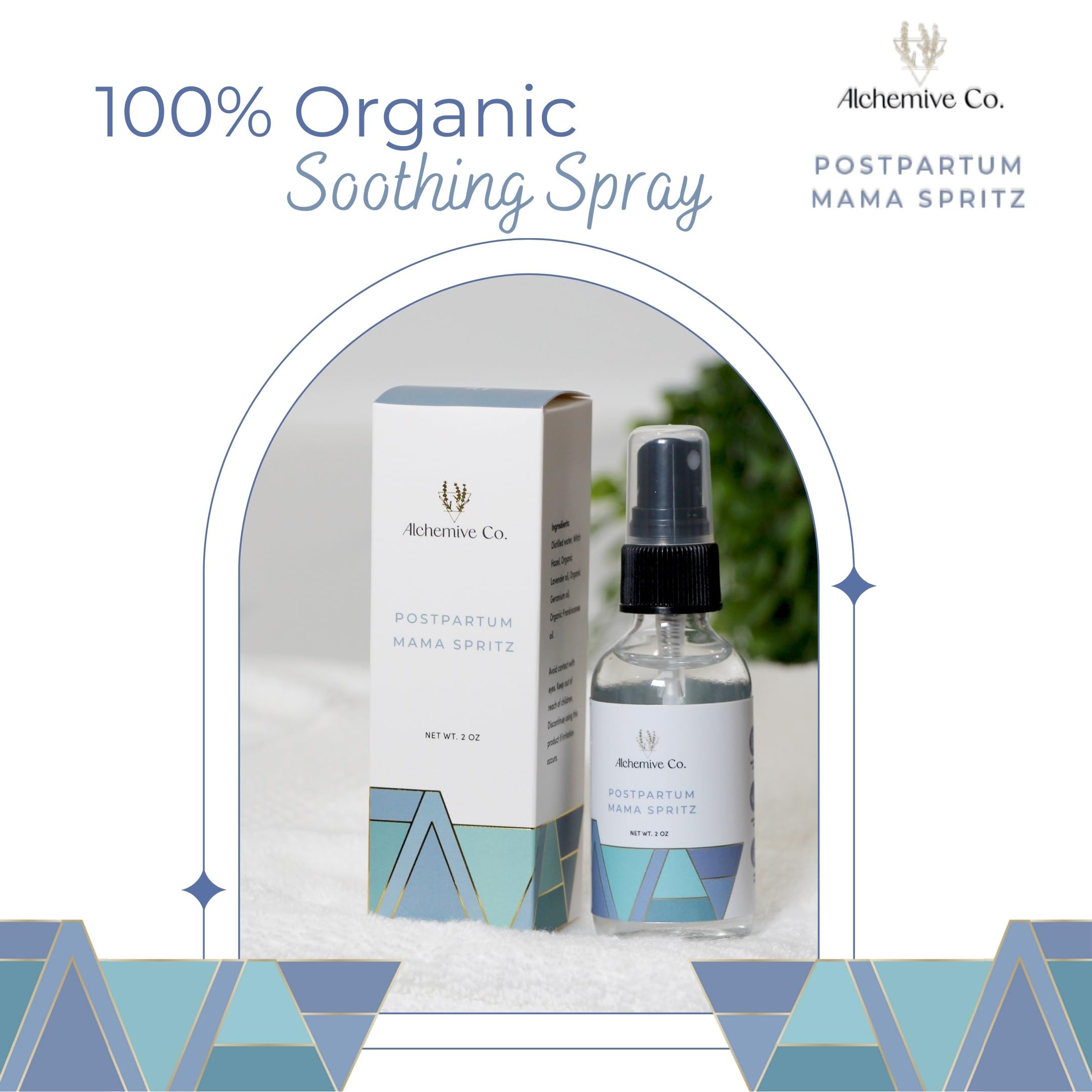 Alchemive Co. Mama Spritz Postpartum Perineal Spray | Cooling Witch Hazel Blend with Organic Essential Oils – 2 oz
