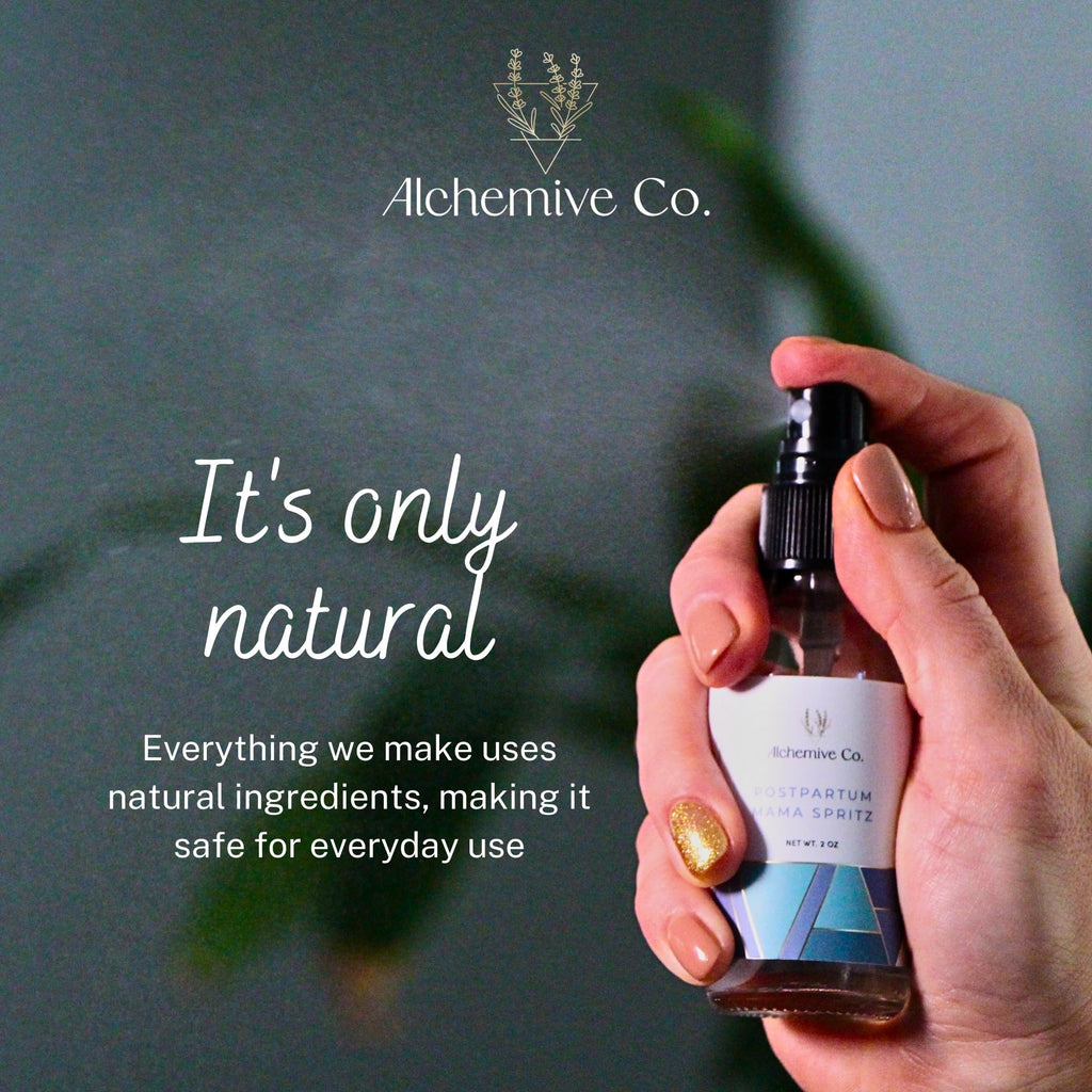 Alchemive Co. Mama Spritz Postpartum Perineal Spray | Cooling Witch Hazel Blend with Organic Essential Oils – 2 oz