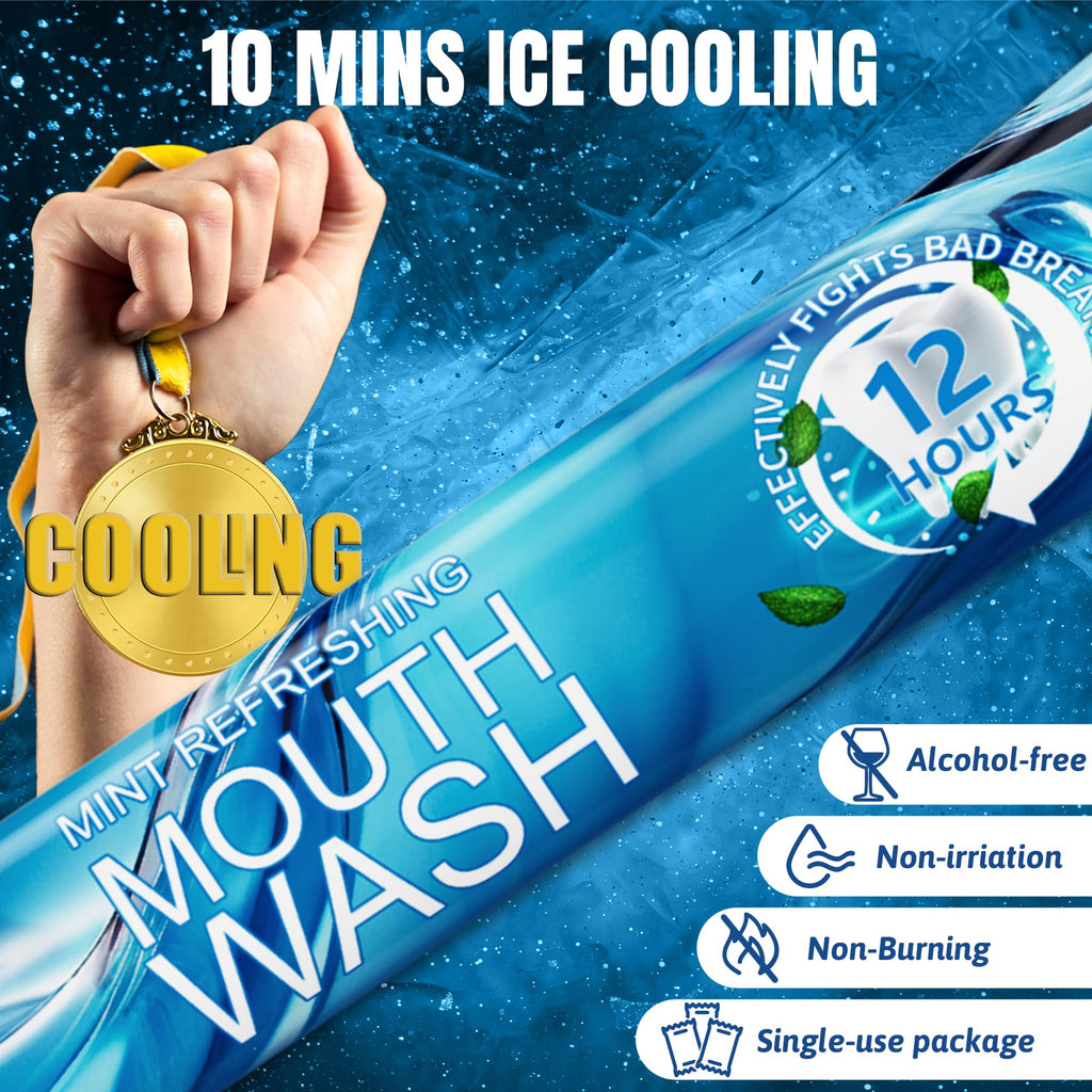 Portable Travel Mouthwash Packets – TSA-Approved 0.4oz, Alcohol-Free, Fluoride-Free, 60 Count
