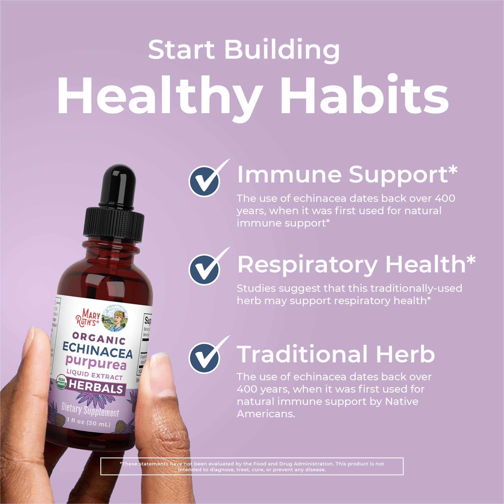 MaryRuth Organics Echinacea Purpurea Liquid | Immune Support Drops | USDA Organic | 1 Fl Oz