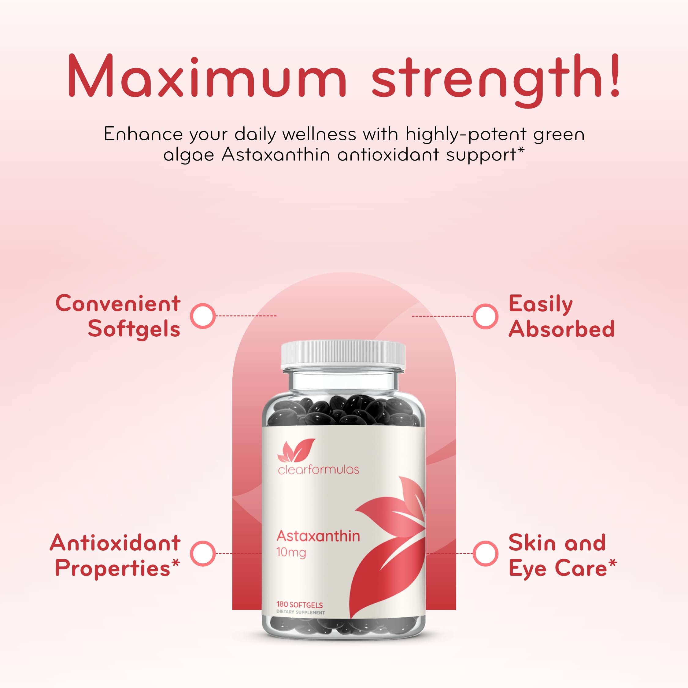 Algae Based Astaxanthin 10mg – Rapid Release, Non-GMO | 6-Month Supply