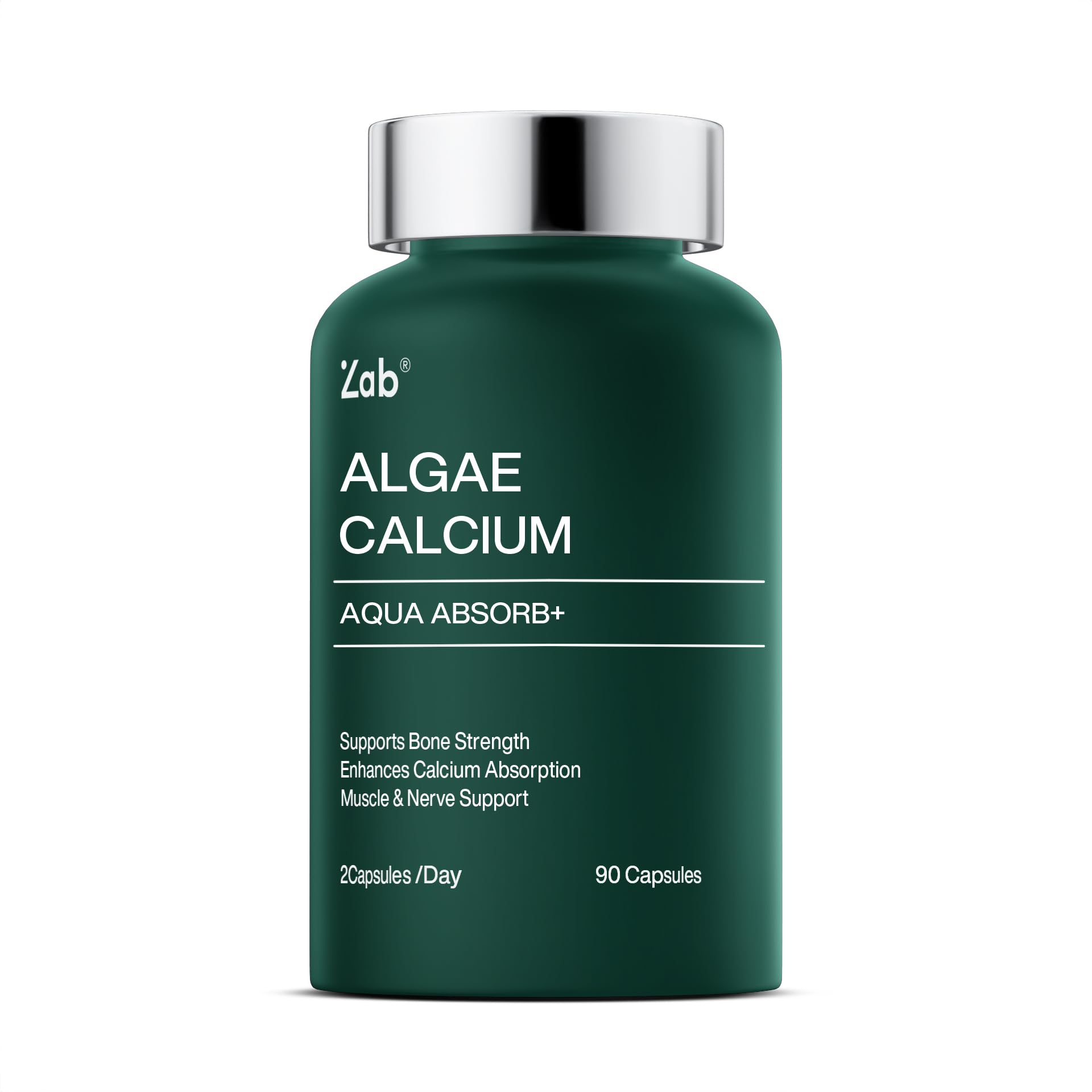 Algae Calcium with Vitamin D3 & K2 MK-7 – Magnesium-Calcium Complex, 90 Capsules