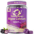 Algae Calcium Soft Chews 1200mg + Collagen | D3/K2 | Plant-Based Calcium Gummies – 60 Count