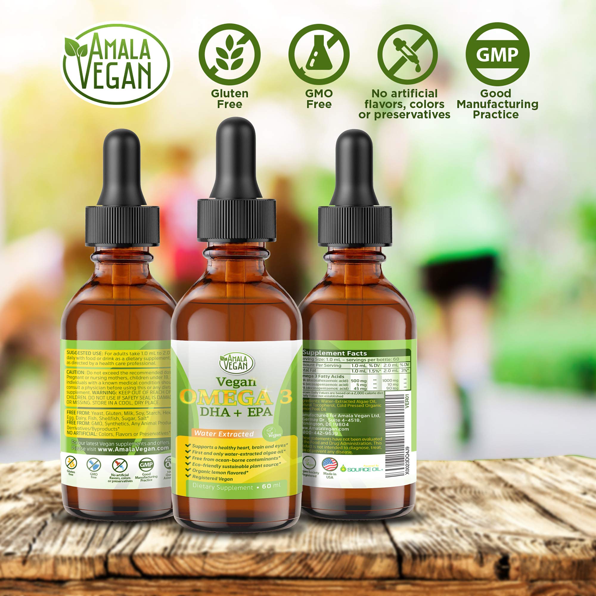 Potent & Organic Vegan Omega-3 Liquid Supplement – Algae DHA/EPA