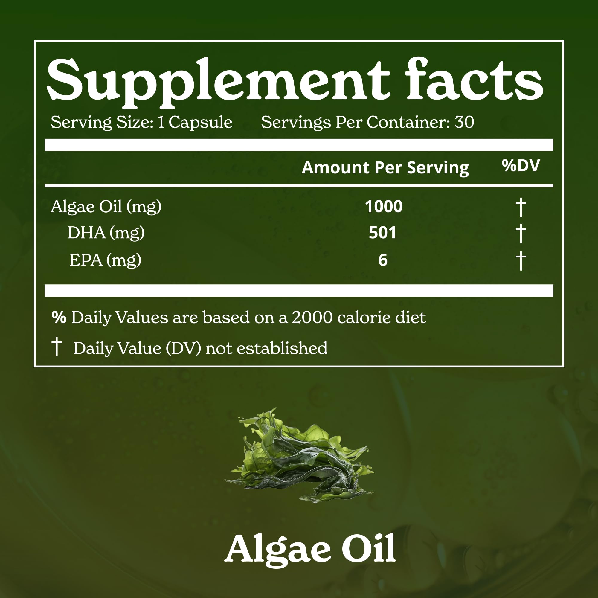 Better Alt Vegan Omega-3 Softgel Capsules | Algae Oil (1000 mg) | 501 mg DHA | 6 mg EPA | Helps Promote Brain Health | 1-Month Dietary Supplement