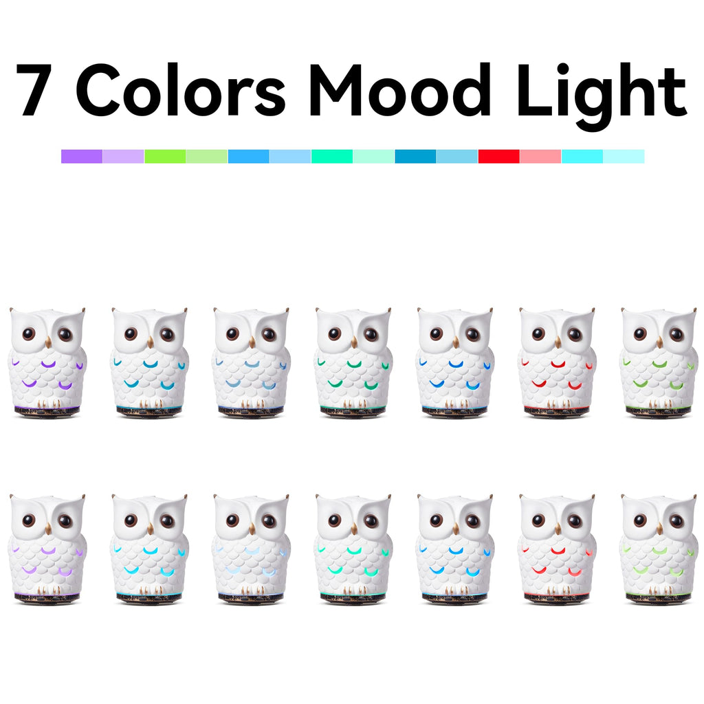 ALIEYE Owl Essential Oils Diffuser - 200ml Ceramic, Waterless Auto-Off, 7-Color LED