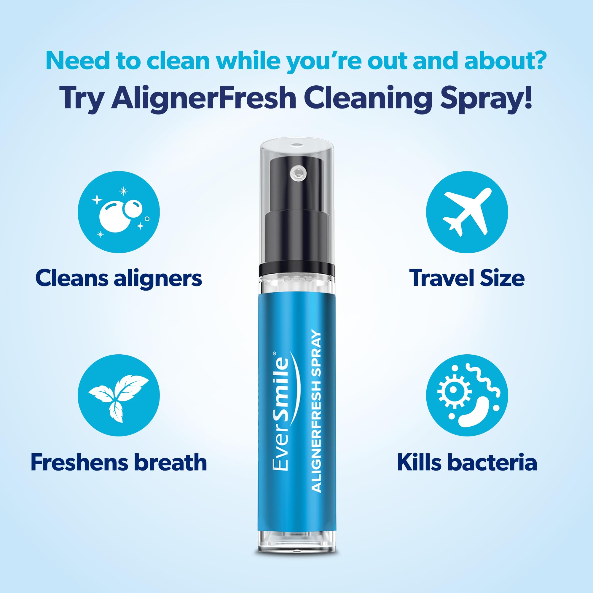 EverSmile AlignerFresh Cleaning Spray for Invisalign & Clear Aligners – Mint, 10ml
