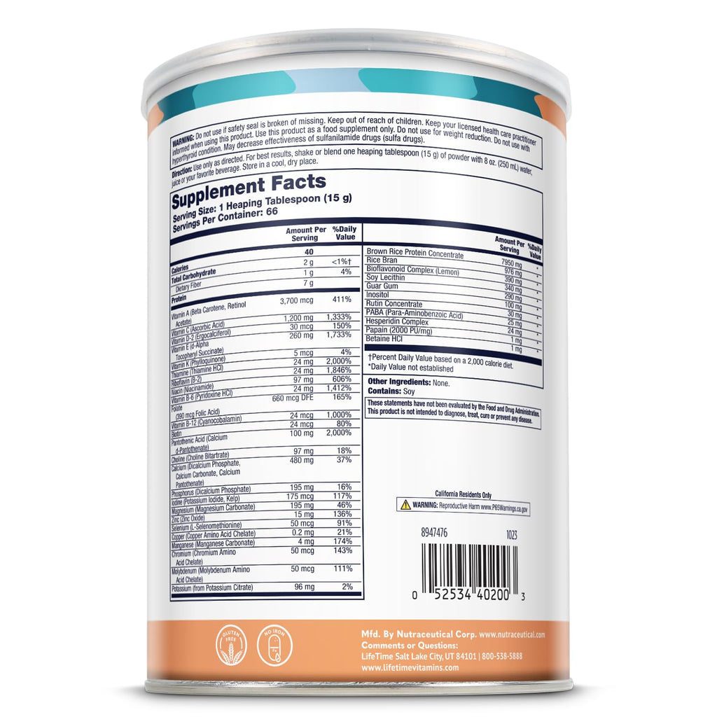 ALL ONE Lifetime Rice Base Multivitamin & Mineral Powder – Once Daily, 66 Servings, Vegan & Gluten-Free