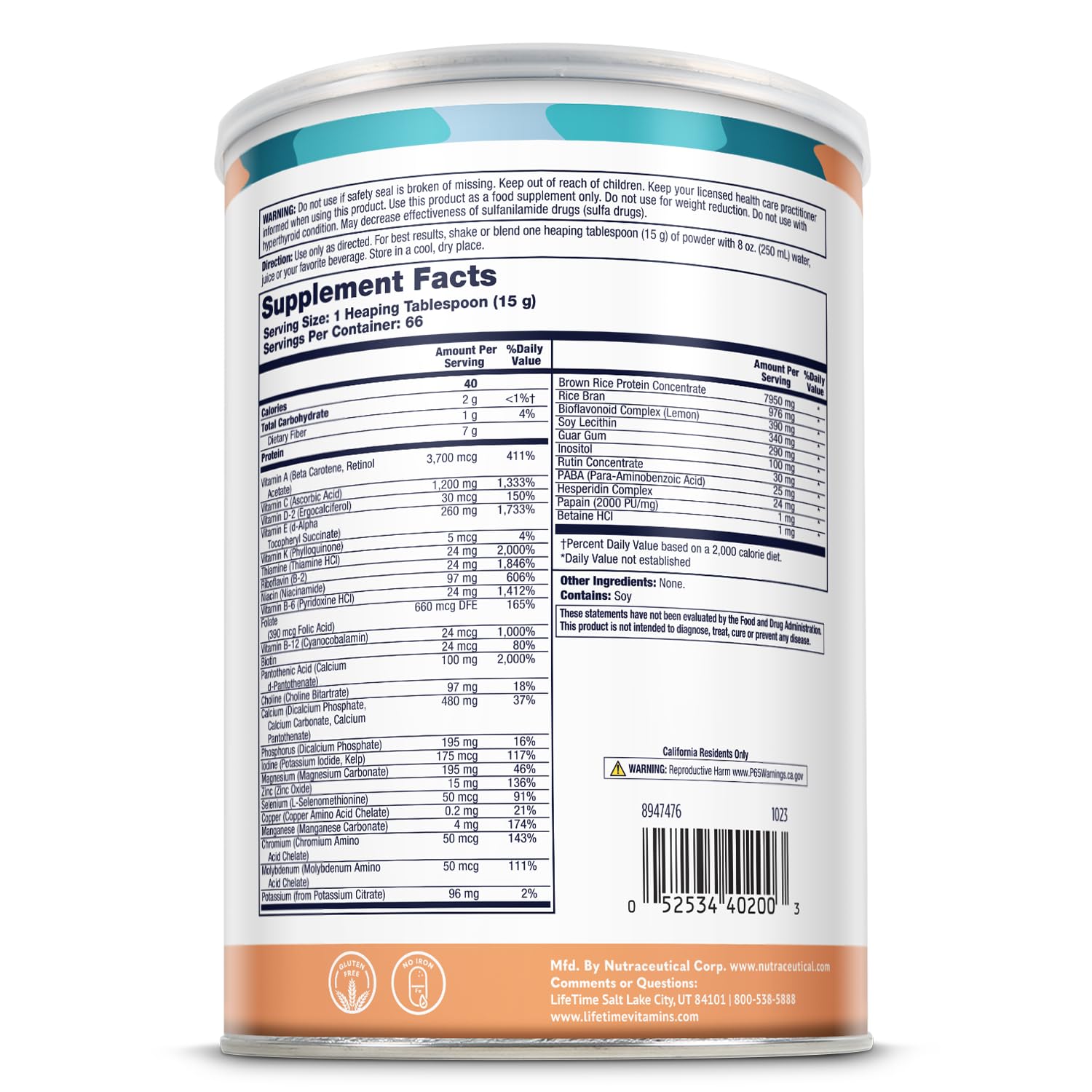 ALL ONE Lifetime Rice Base Multivitamin & Mineral Powder – Once Daily, 66 Servings, Vegan & Gluten-Free