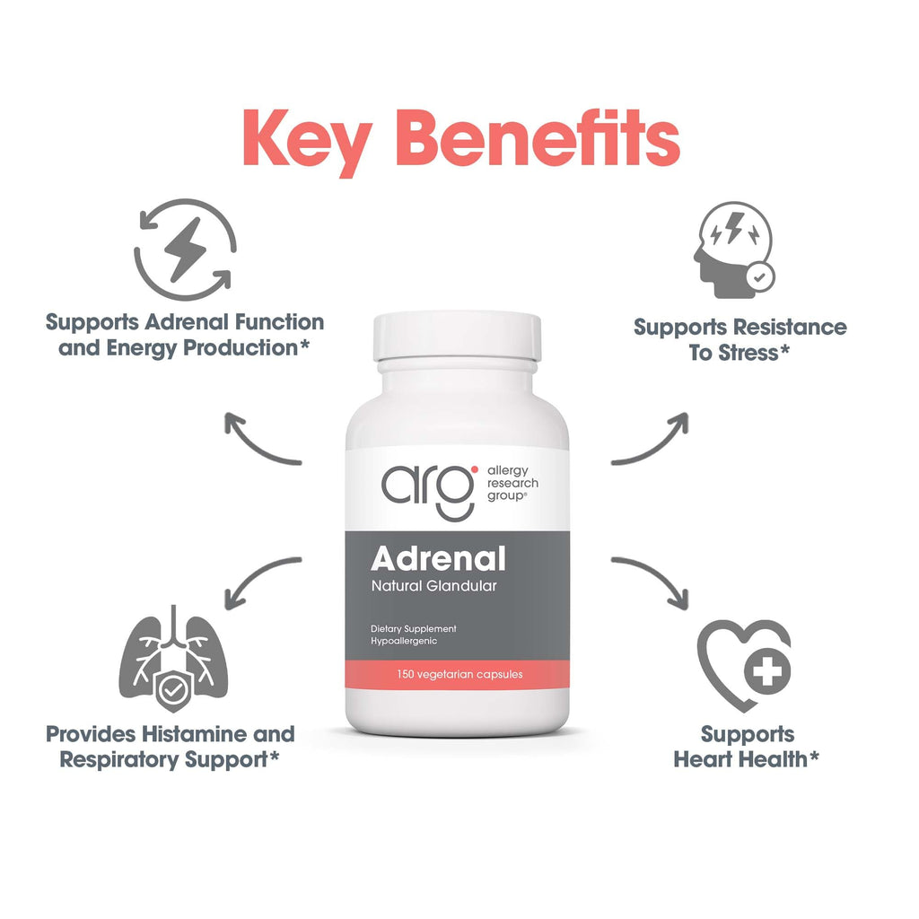 Allergy Research Group Adrenal Support - Adrenal Glandular Supplement for Men & Women (150 Count)