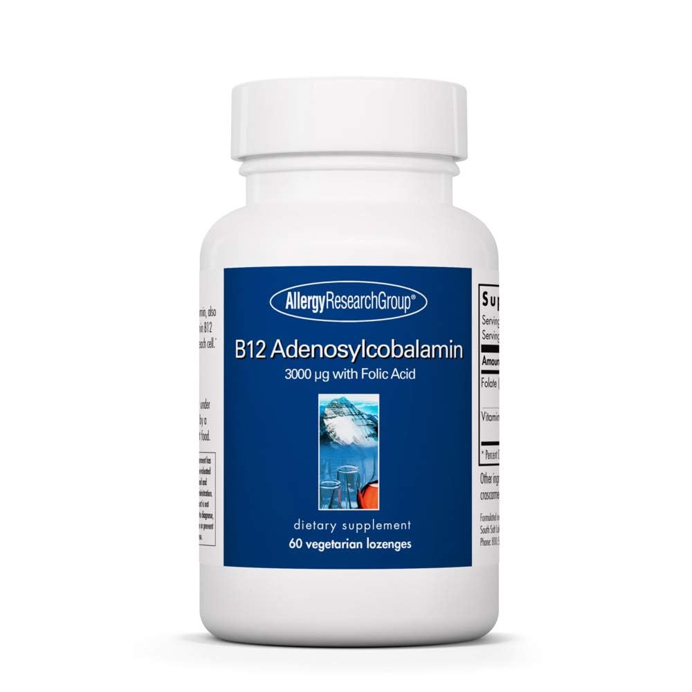 Allergy Research Group B12 Adenosylcobalamin Lozenges with Folic Acid - 3000 mcg B12, Folate, 60 Count