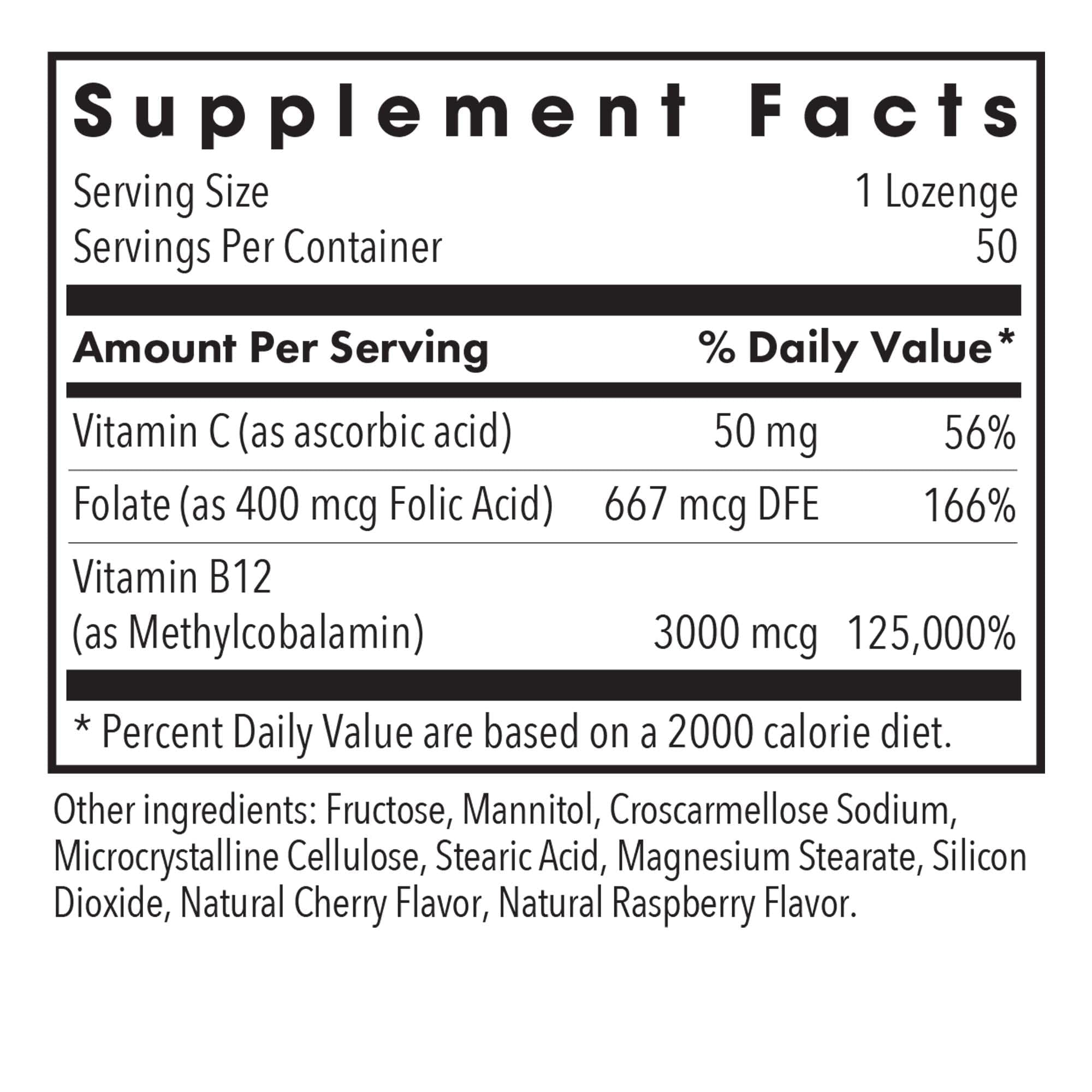 Allergy Research Group B12 Methylcobalamin – Vitamin B12 with Folate, 50 Lozenges