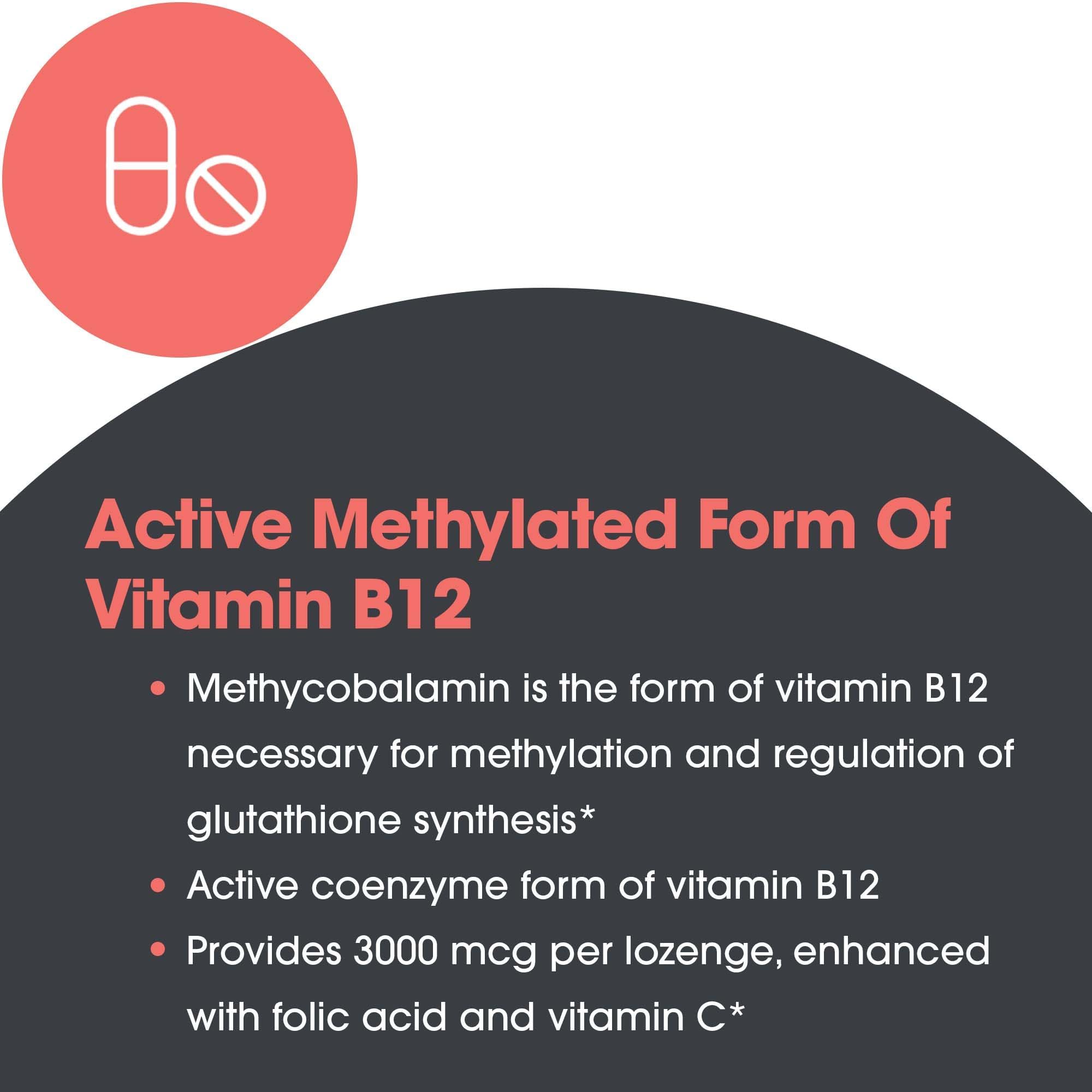 Allergy Research Group B12 Methylcobalamin – Vitamin B12 with Folate, 50 Lozenges