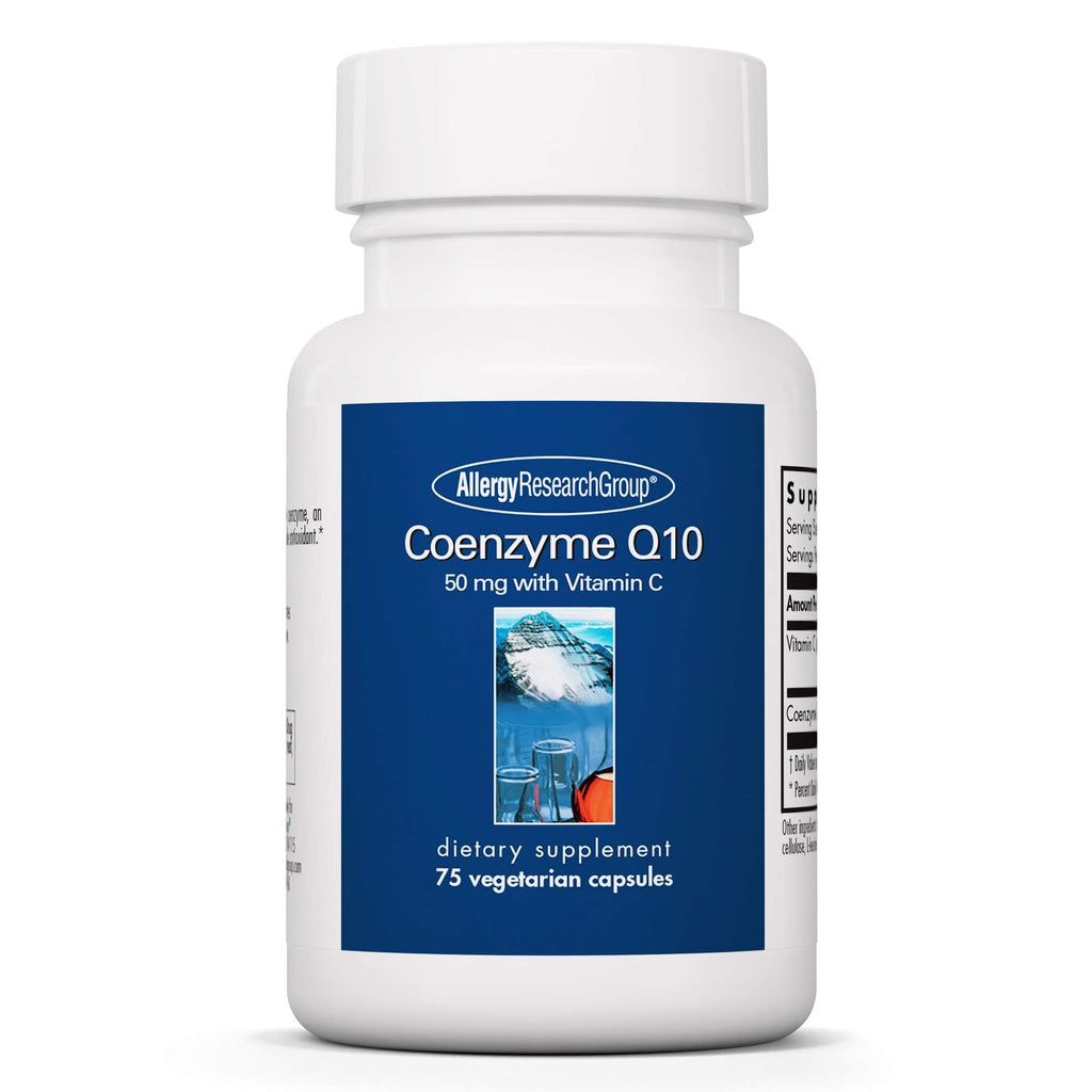 Allergy Research Group CoQ10 Supplement - Vitamin C, Heart Health, Ubiquinol 50mg | Vegetarian Capsules 75 Count