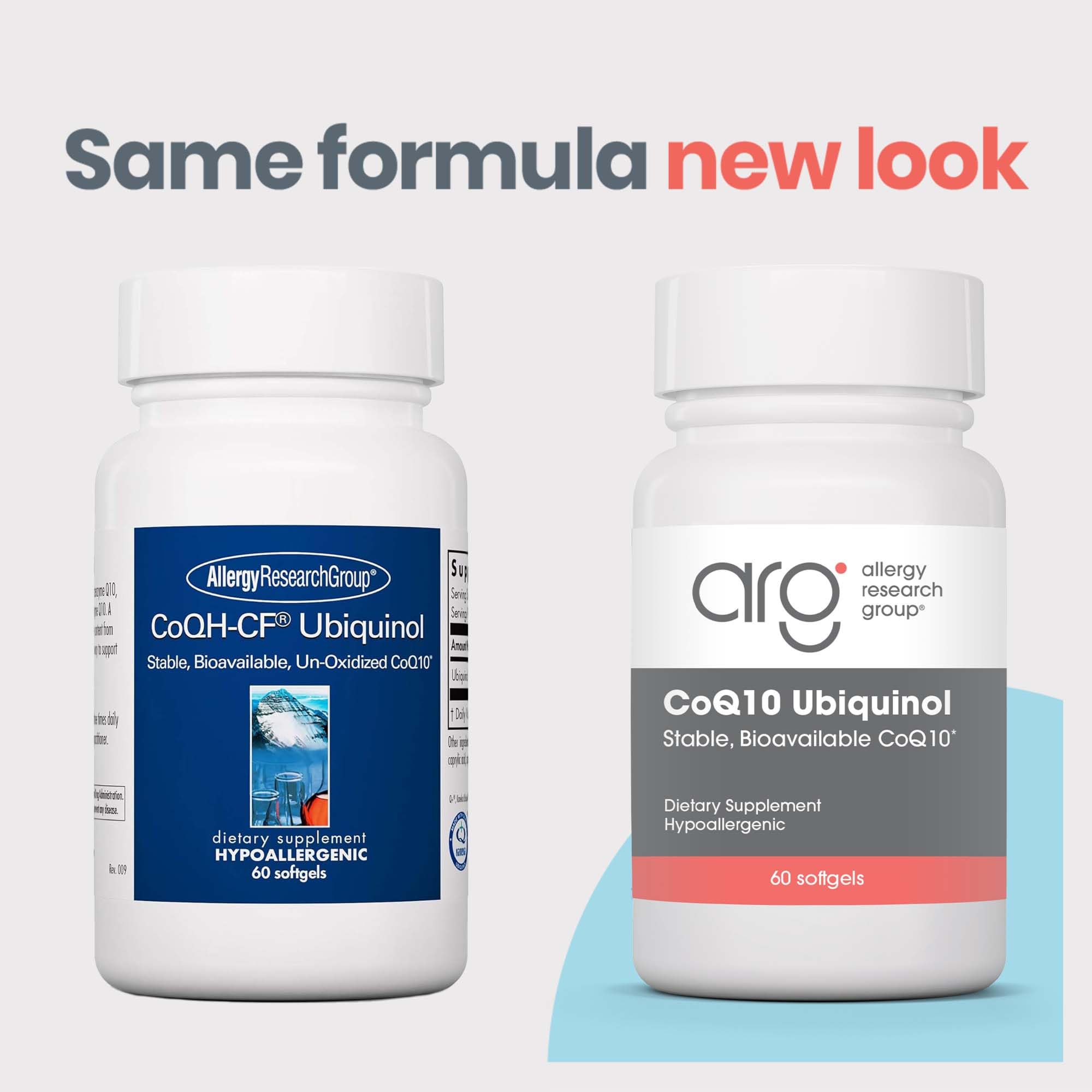 Allergy Research Group CoQH-CF Ubiquinol 100mg Softgels – Unoxidized CoQ10 for Heart & Immune Support