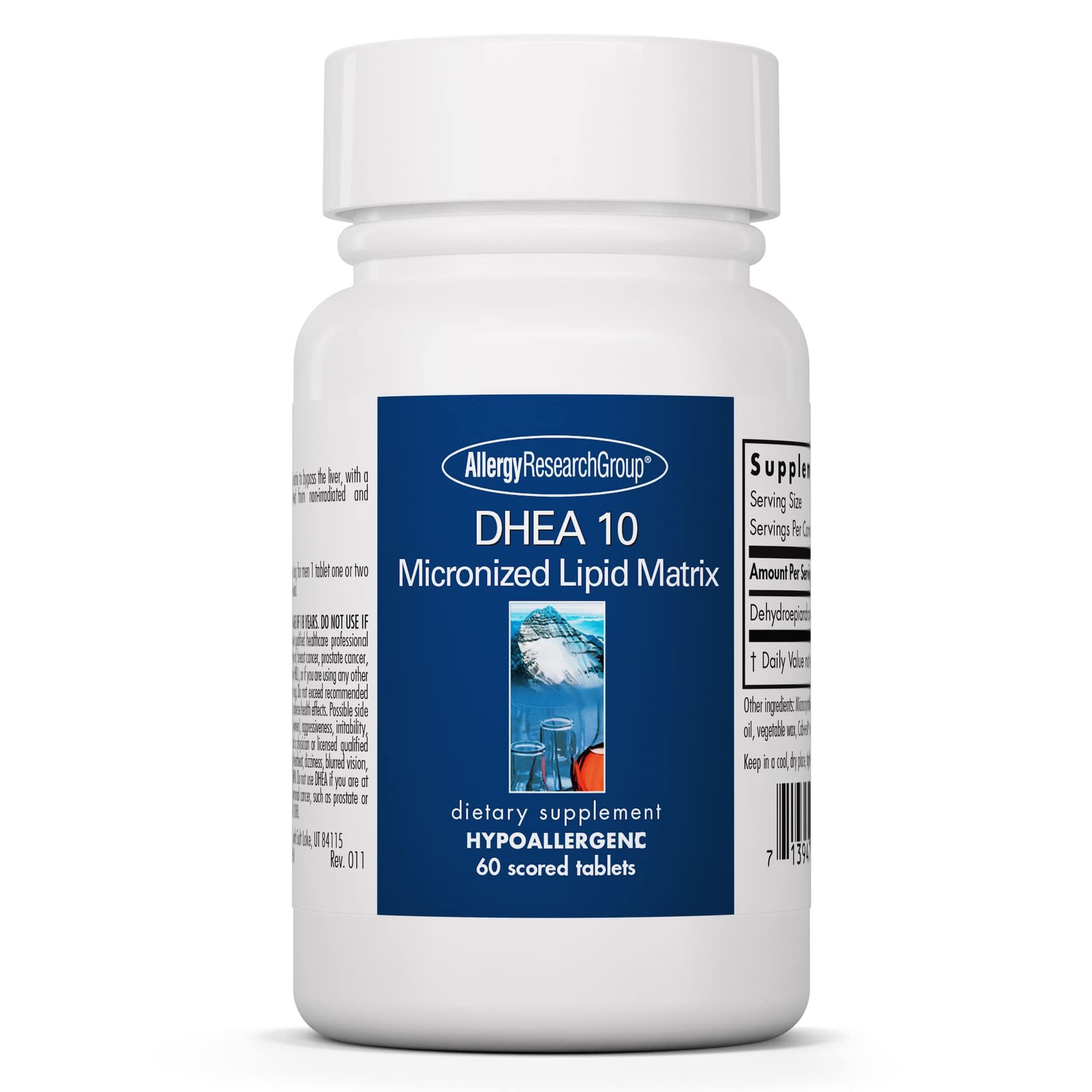 Allergy Research Group DHEA 10mg Micronized – Metabolism Support, Soy-Free, Vegan, Scored Tablets – 60 Count