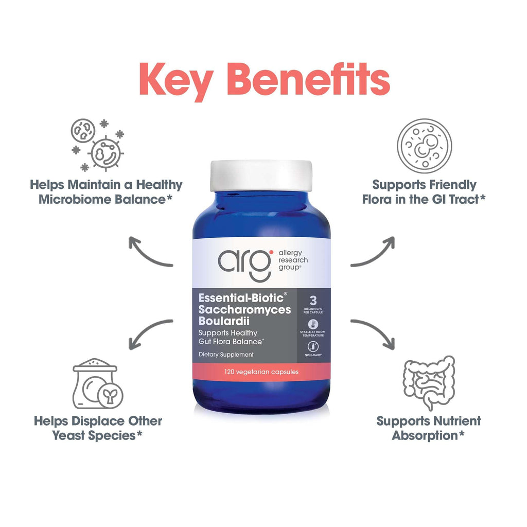 Allergy Research Group Essential-Biotic Saccharomyces boulardii 450mg Probiotic - 120 Count