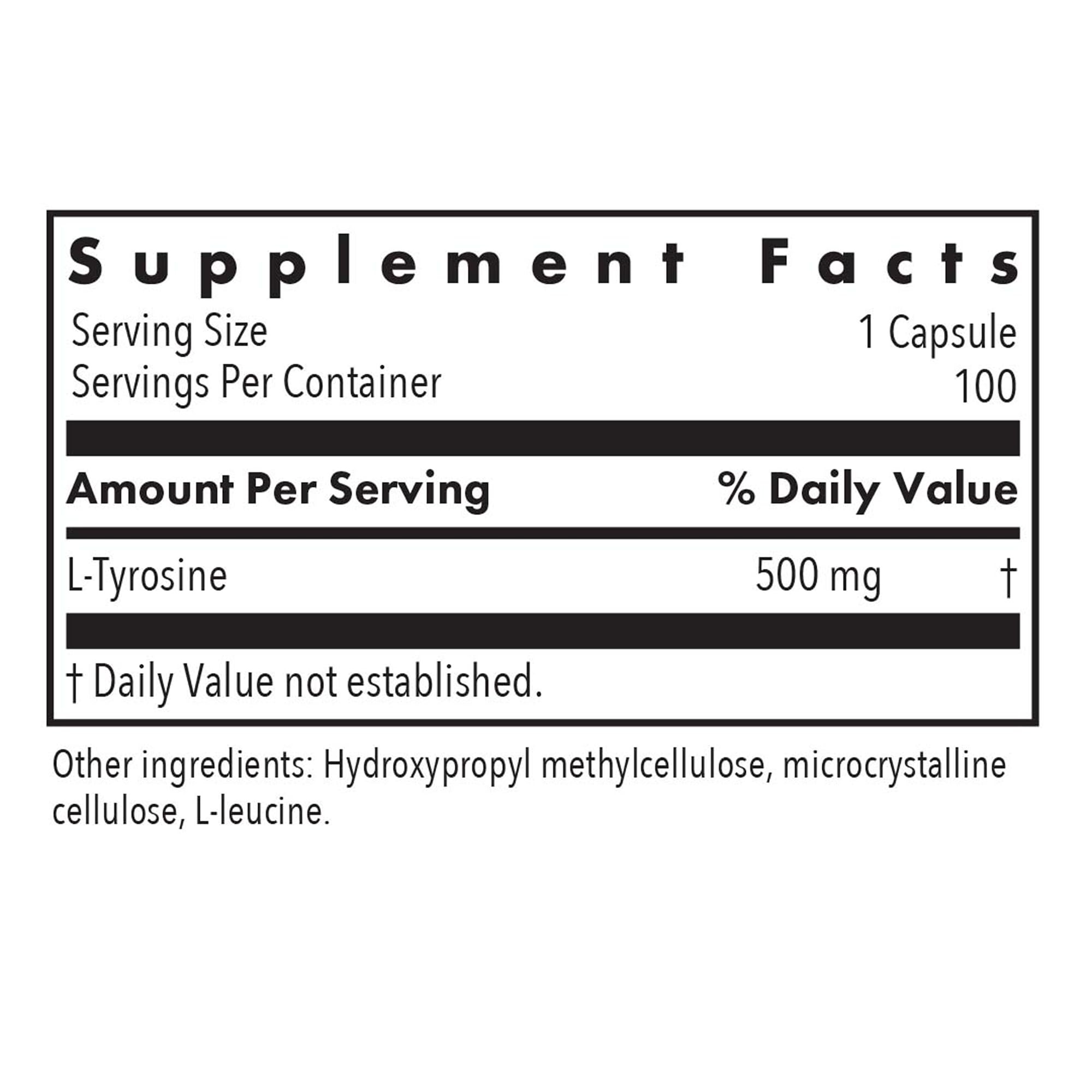 Allergy Research Group L-Tyrosine 500mg | Brain & Thyroid Support | 100 Count